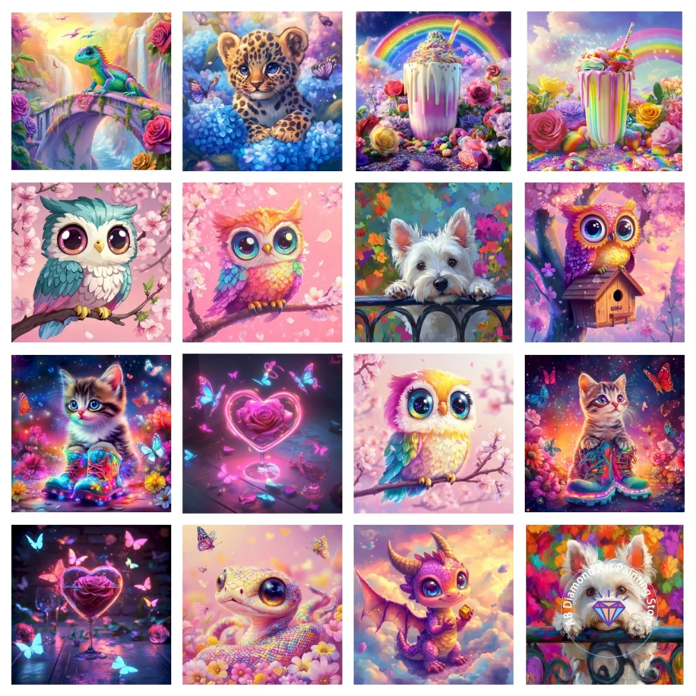 

Colorful Dinosaur AB Diamond Painting Kit Square Round Diamond 5D DIY Owl Animal Mosaic Handmade Art Exquisite Gift Home Decor