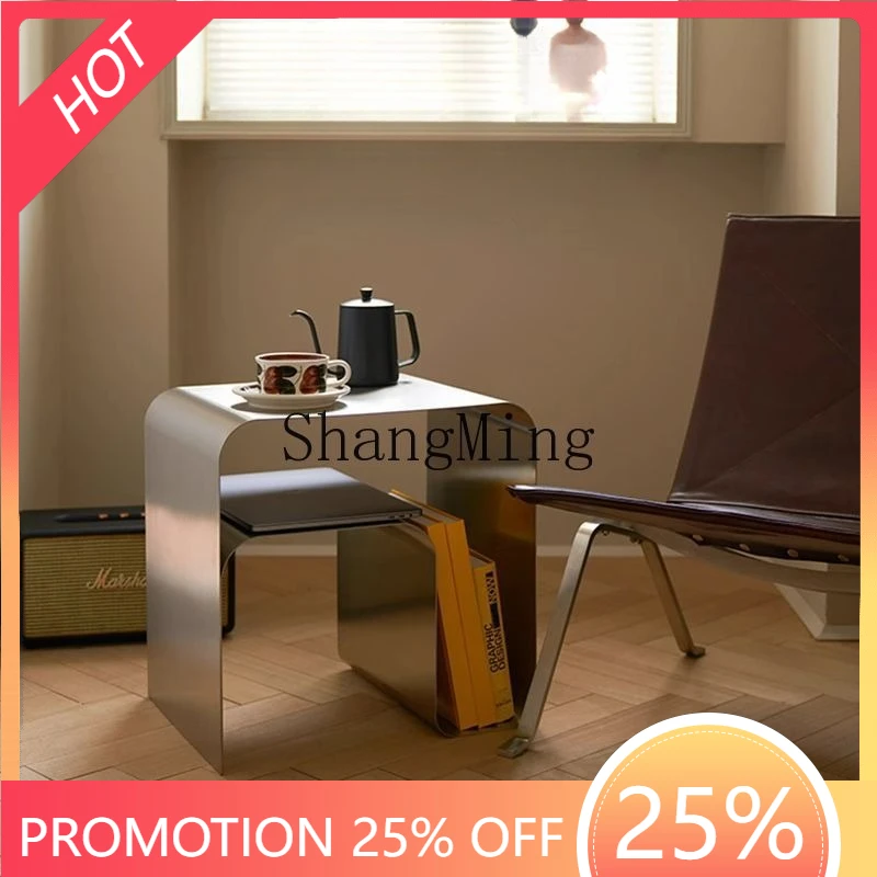 SM side few medieval minimalist stainless steel bedside table side few one-piece molded storage light luxury coffee table
