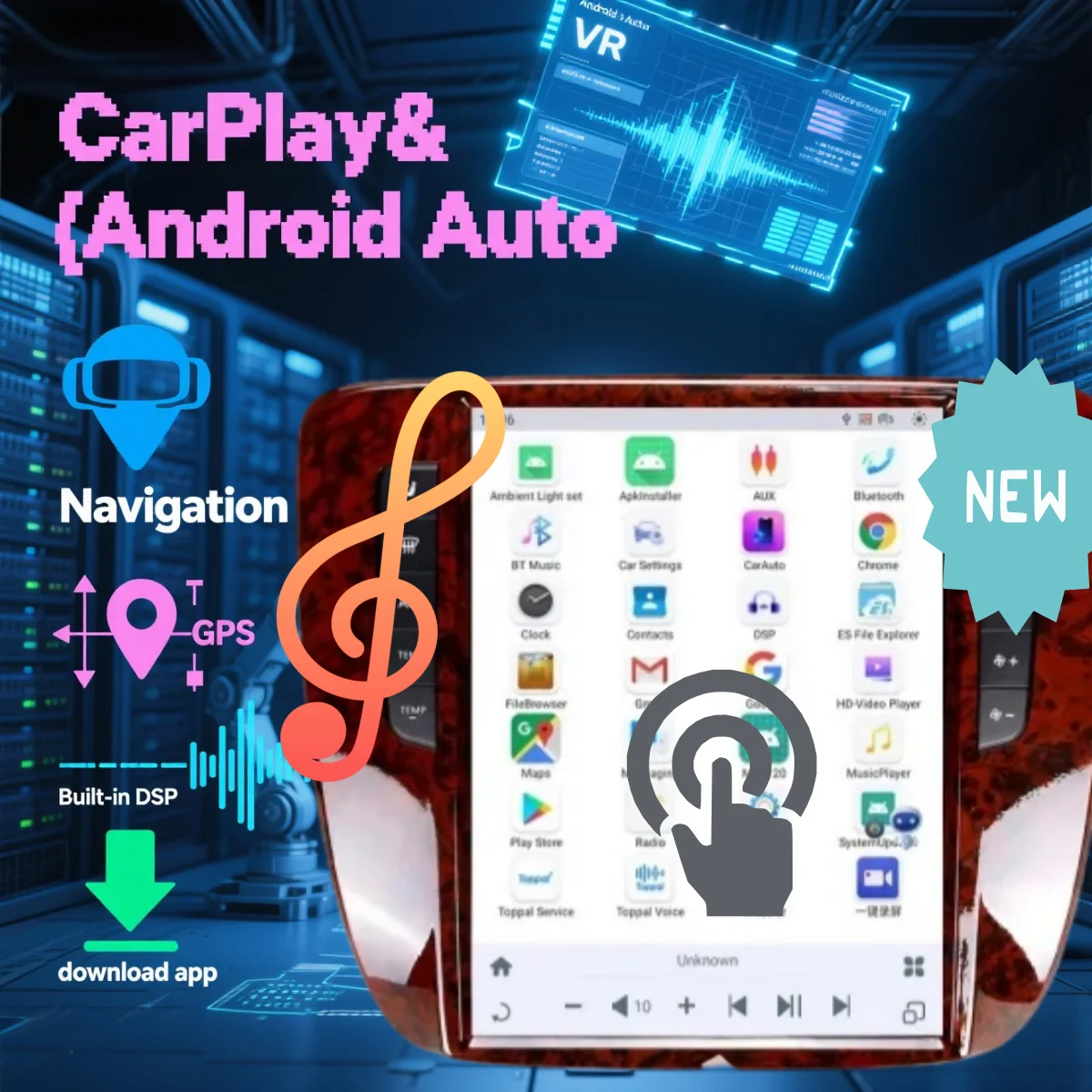 أندرويد لجي إم سي-يوكون لشيفي سوبربان تاهو 2007-2013 اللاسلكية CarPlay مشغل فيديو الوسائط المتعددة شاشة تعمل باللمس رئيس وحدة
