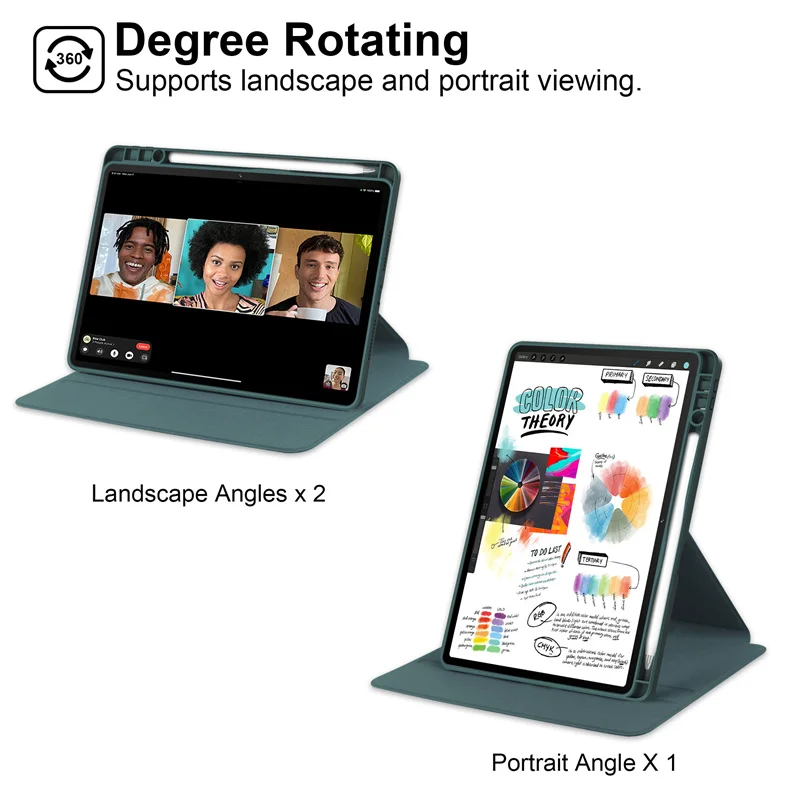 حافظة لهاتف آيديا تاب 11 مع حامل قلم رصاص 360 درجة حامل أكريليك دوار غطاء لوحي لهاتف لينوفو ايديا تاب 11 tb336fu tb336zu