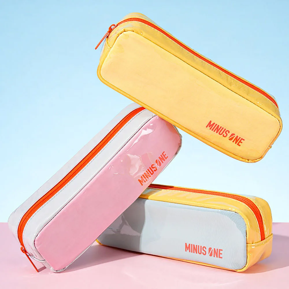 Color blocked student pencil case, large capacity stationery box, new minimalist and high-value stationery storage, niche