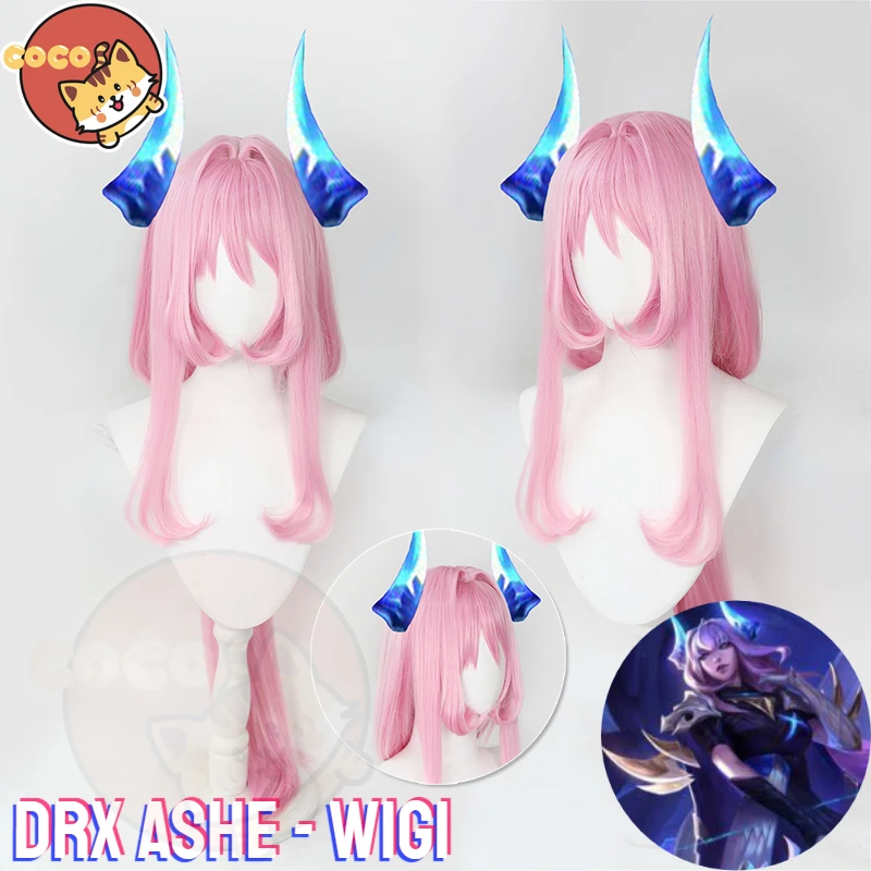 LOL DRX Ashe Cosplay Wig Game LOL Cosplay Wig DRX Ashe Cosplay Long Pink Wig CoCos