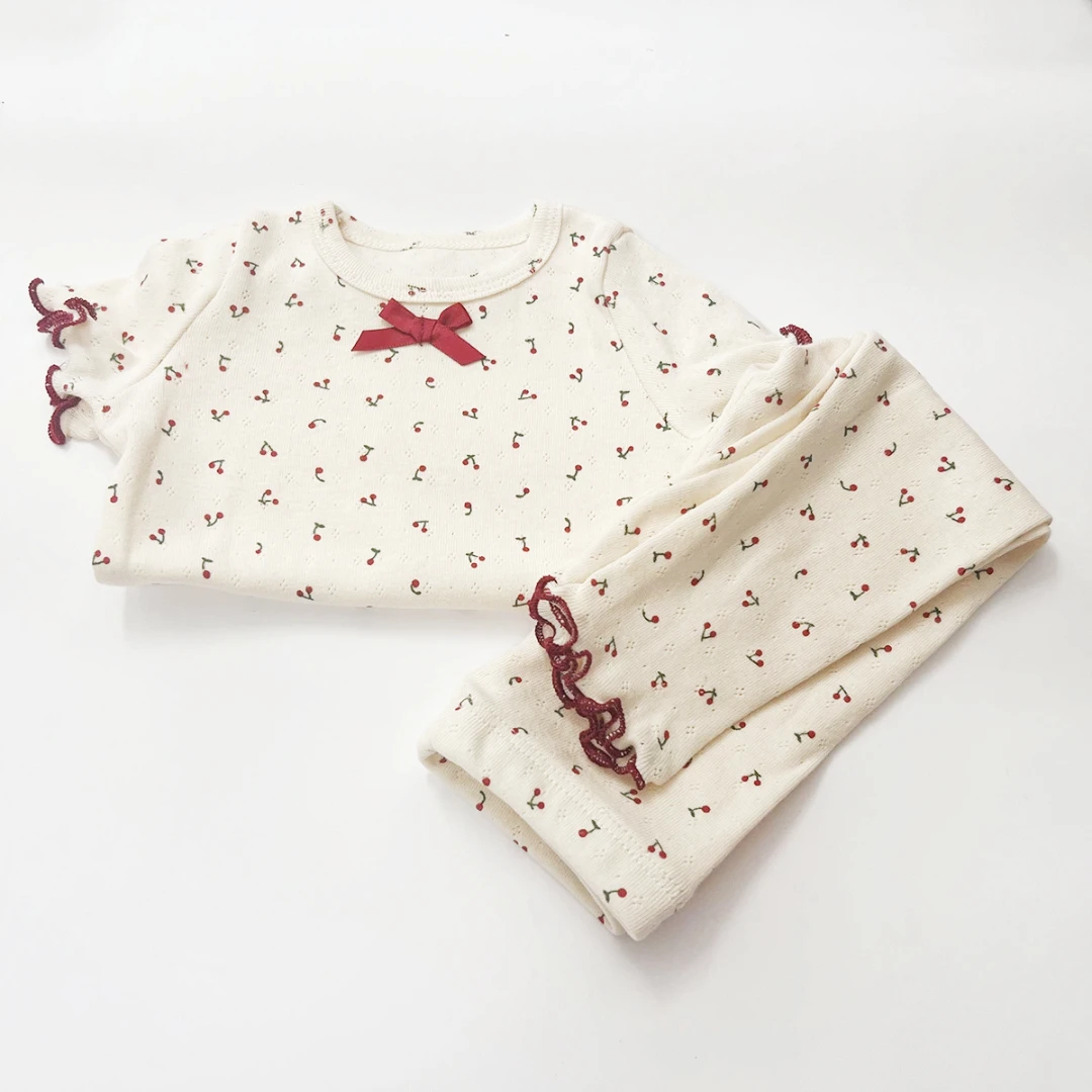 

A-class Pure Cotton Loungewear Sets with Short Sleeves for Kids Summer Spring Autumn Clothing for Baby Girls Children's Apparel