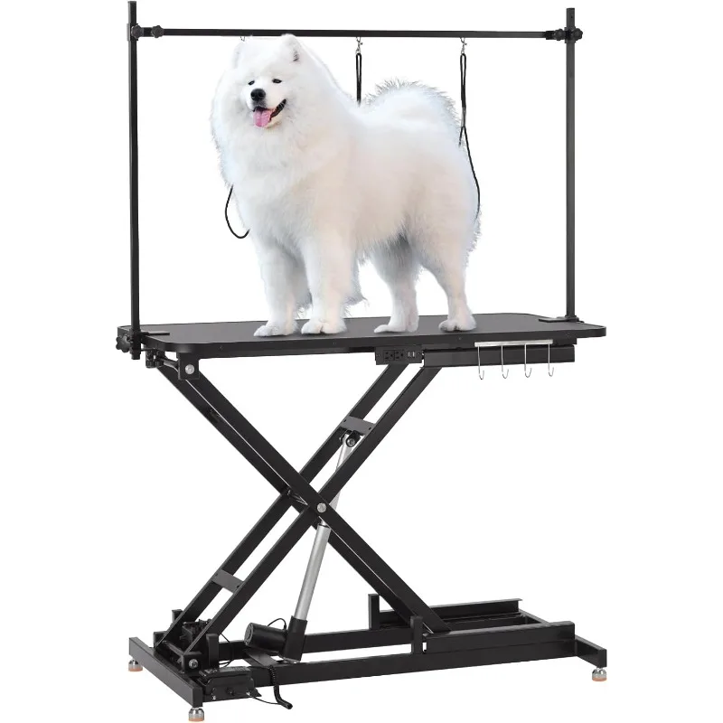 

47“ Electric Lift Dog Grooming Table (Black), Heavy Duty Electric Grooming Arm Table for Pets & Large Dogs Adjustable Height