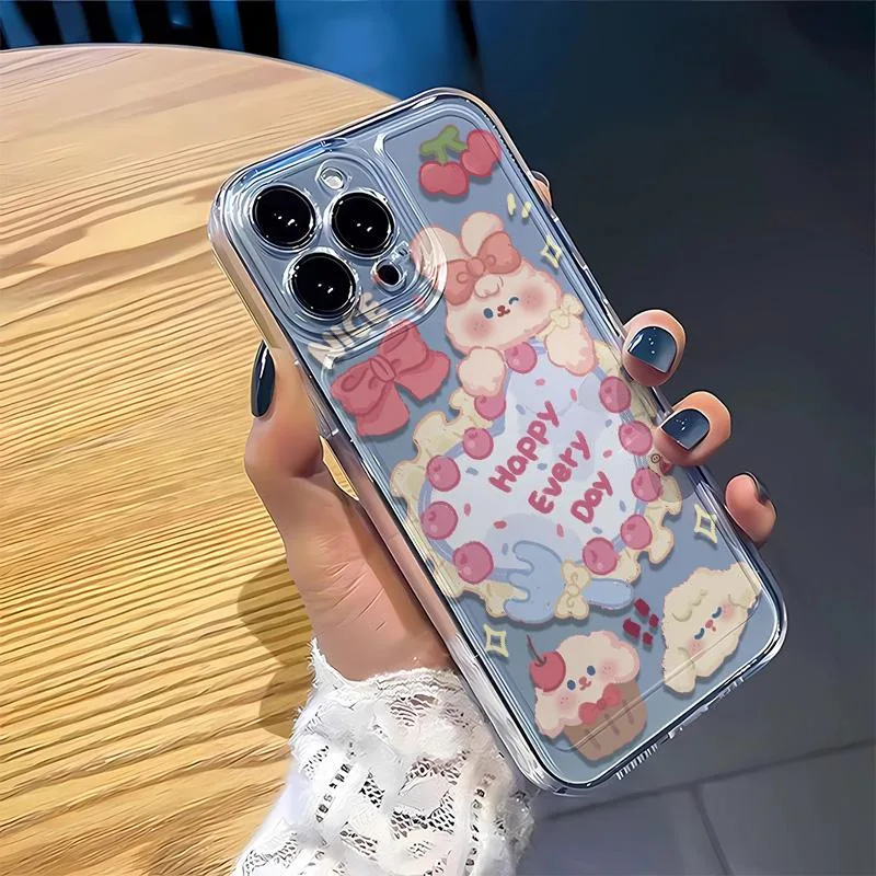 เคสโทรศัพท์แฟชั่นกันกระแทกลายกระต่ายรักสำหรับ iPhone 15 PRO MAX 14 PLUS 13 12 11 XR XS 8 7