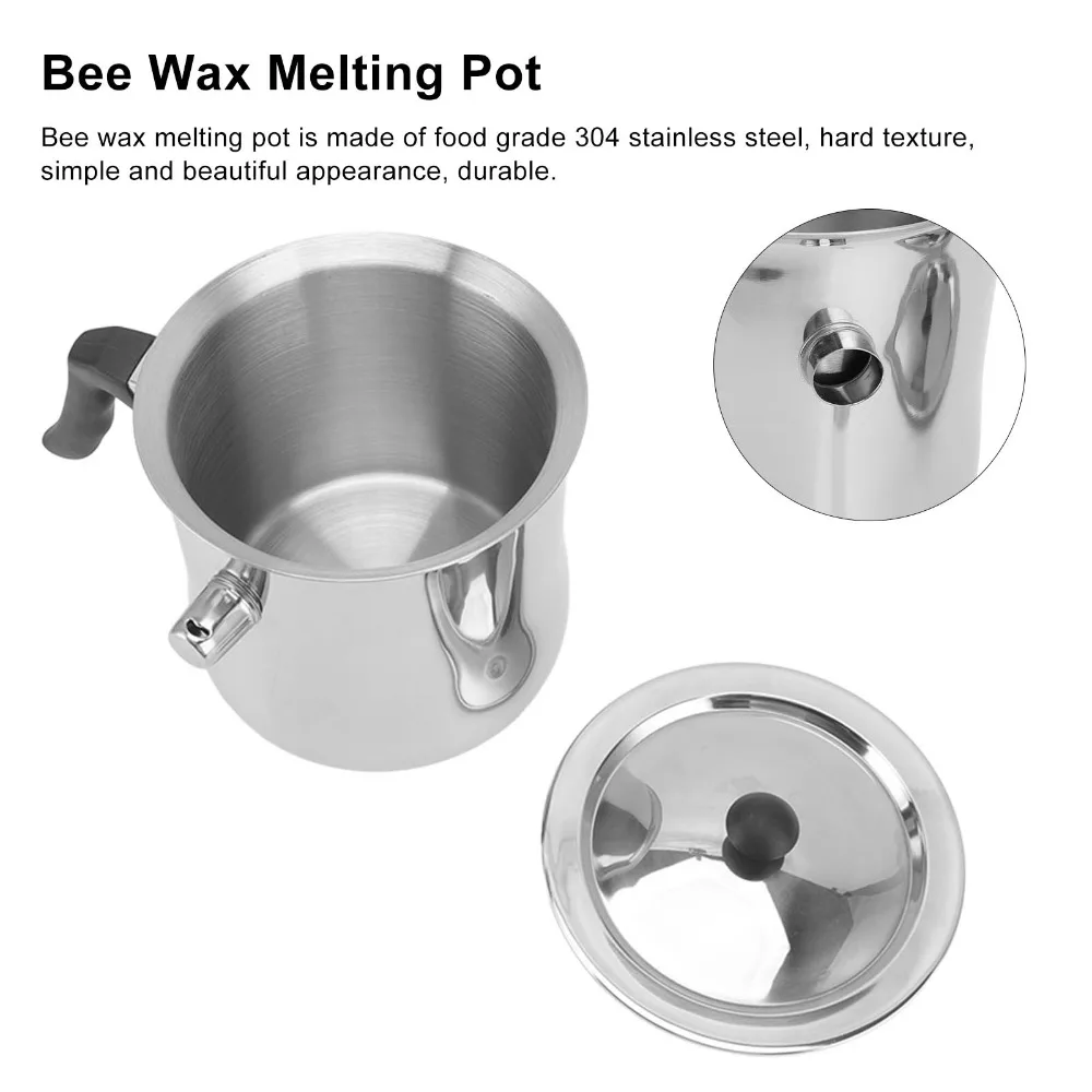 Stainless Steel Wax Melting Pot Plastic Handle Heatproof Wax Making Pot Multifunctional Heating With Lid Bee Wax Pouring Pot
