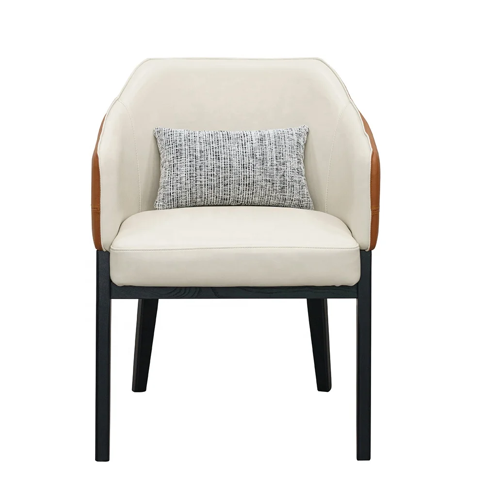 Breathable pu chair, color microfiber leather chair, solid wood dining chair