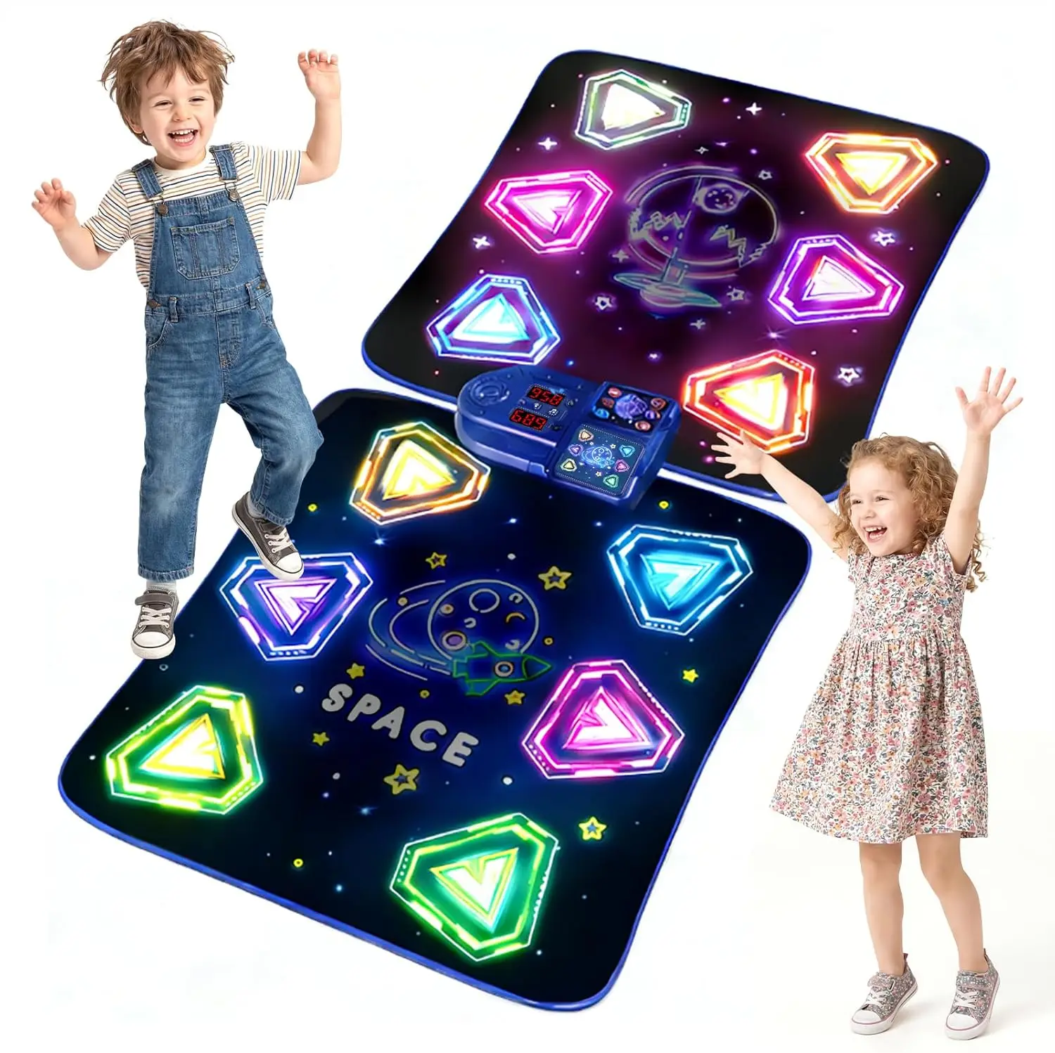 Electronic Dance Mats for Kids, 2-Player LED Light Music Toy with 5 Modes, Develops Hand-Eye Coordination