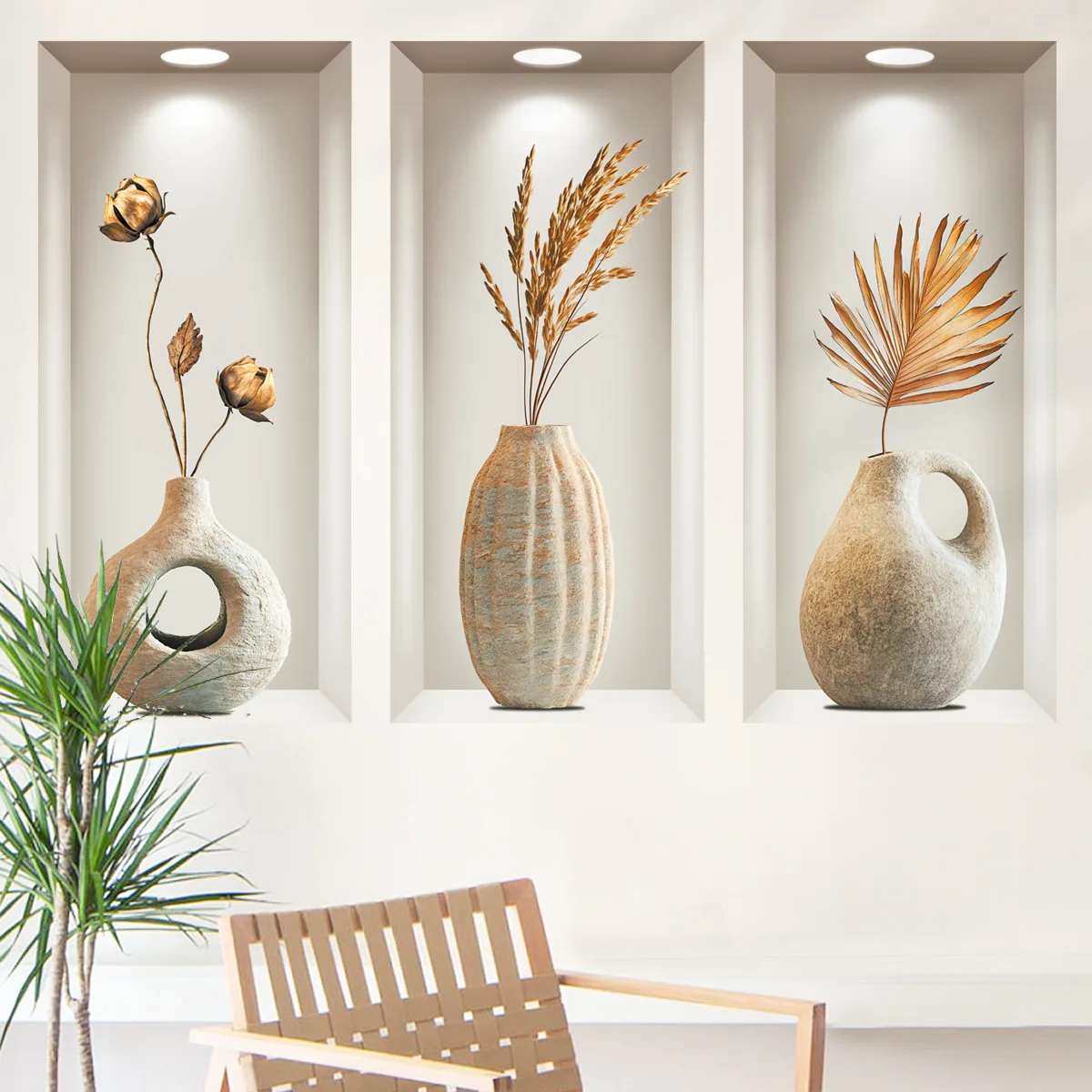 Contemporary Space-Themed Matte Finish Wall Stickers with Flower Patterns, Reusable Self-Adhesive Polyvinyl Chloride Decals, Obl