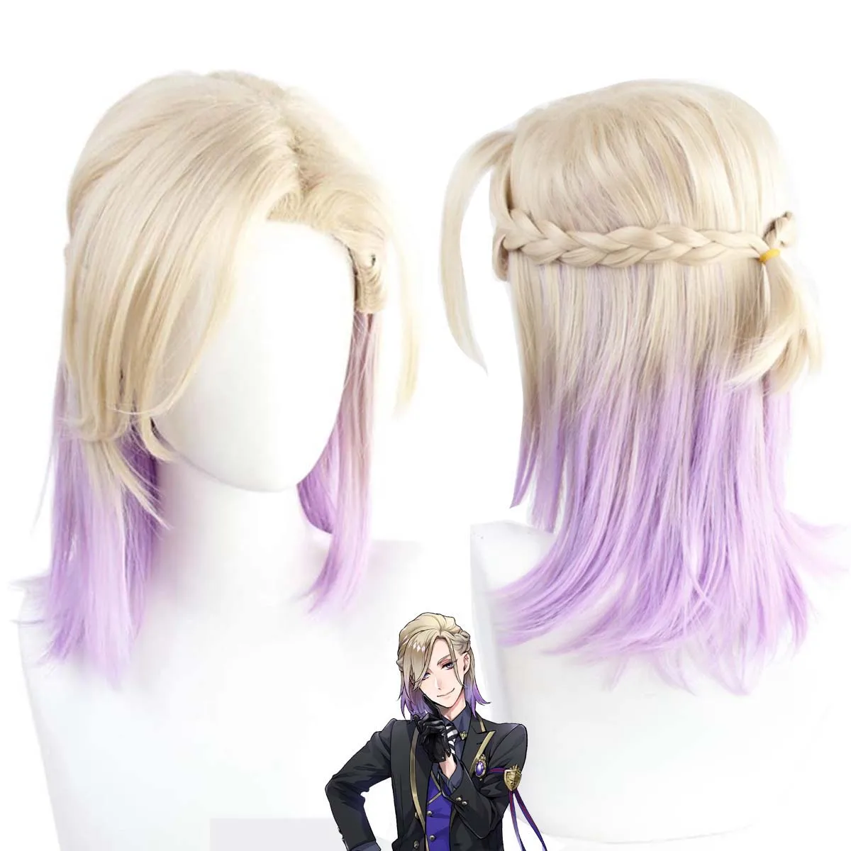 Game Twisted Wonderland Cosplay Vil Beauty Light Purple Braids Synthetic Hair Wigs
