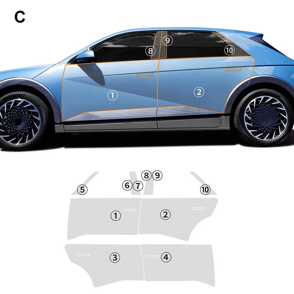 

For Hyundai IONIQ 5 2022-2024 Pre-cut Car Paint Protection Film Clear PPF Kit TPU Anti-scratch Bra Car Body Exterior Accessories