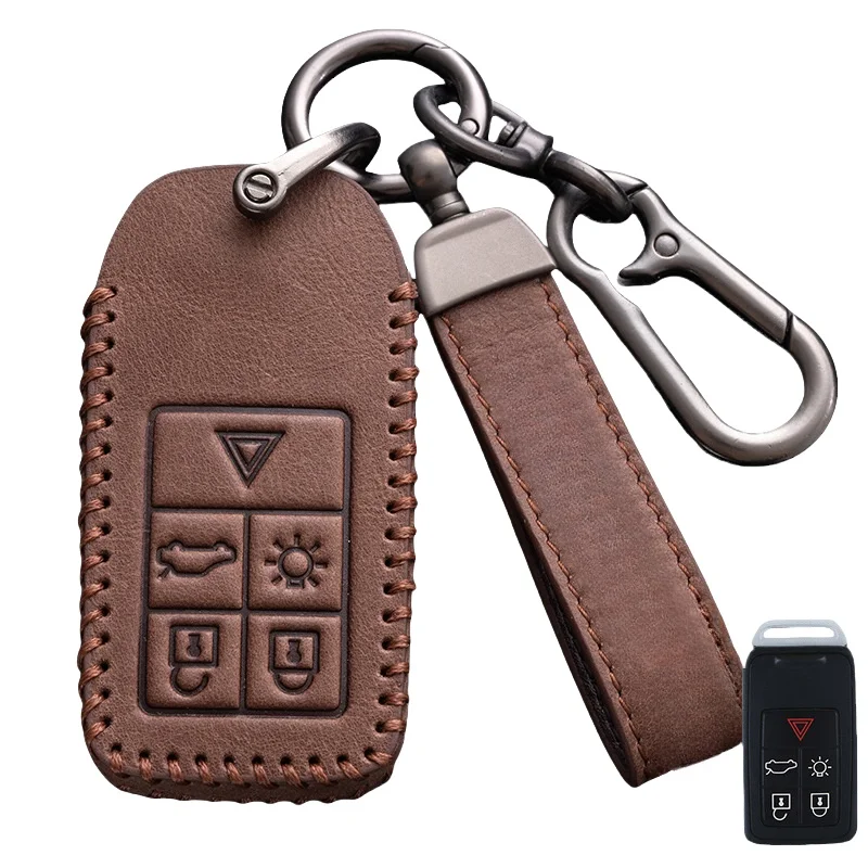 

5/6 Buttons Leather Car Remote Key Shell For Volvo S60L XC60 S80L V60 V40 Fob New Car Key Case Cover Replacement