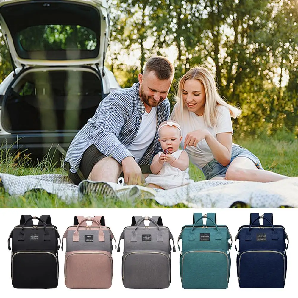 حقيبة الأم القابلة للطي خفيفة الوزن محمولة قابلة للطي سرير الأطفال ذات سعة كبيرة على ظهره حقيبة الأم النسائية حقيبة المومياء #2