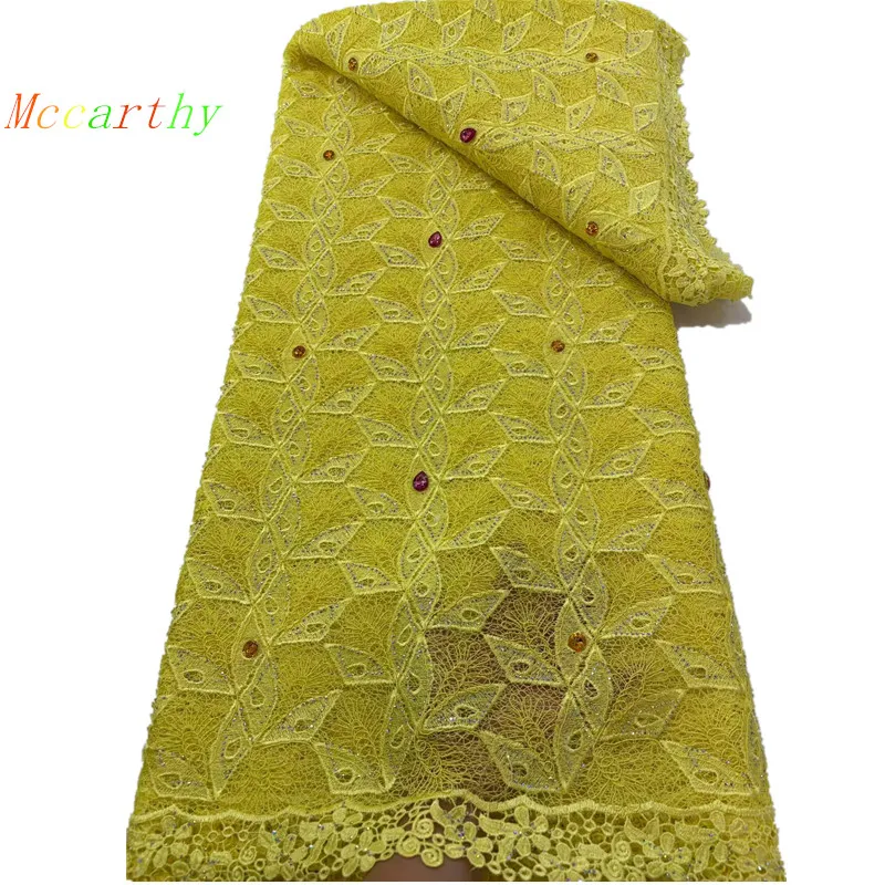 

Luxury African Guipure Cord Lace Fabric With Rhinestone 2026 High Quality Water Soluble Lace Nigerian Party Dress Sewing 5 Yards