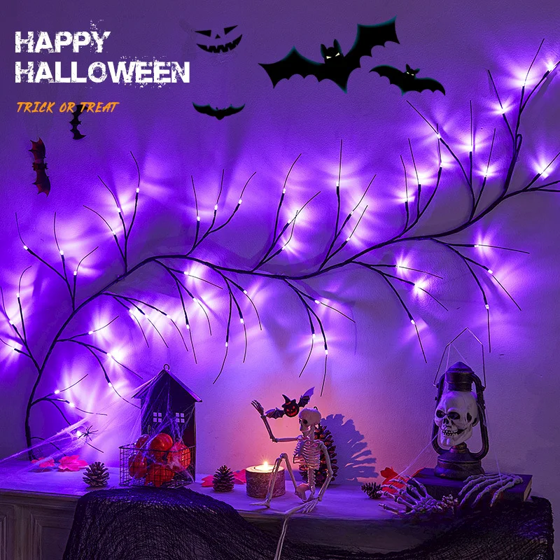 

Halloween Decoration Rattan LED Simulation Spider Branch Ghost Festival Atmosphere Lamp Remote Control Scene Layout Accessories