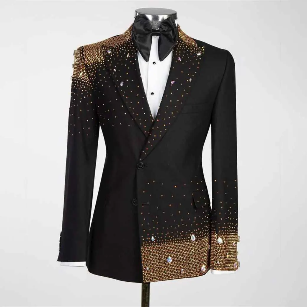 

Fashion Wedding Men Suit Party Suits Slim Fit 2-Pcs Coat Pants Tailor-Made Beads Groom Groomsman Formal Occasions Customized