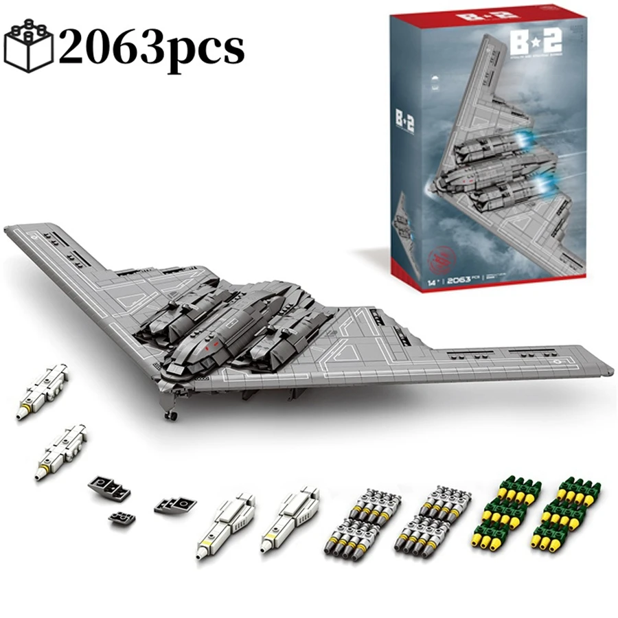2063pcs B2 Stealth Jet Aircraft Building Blocks, Highly Detailed MOC Large Desktop Ornament, Holiday Adult Kids Gift
