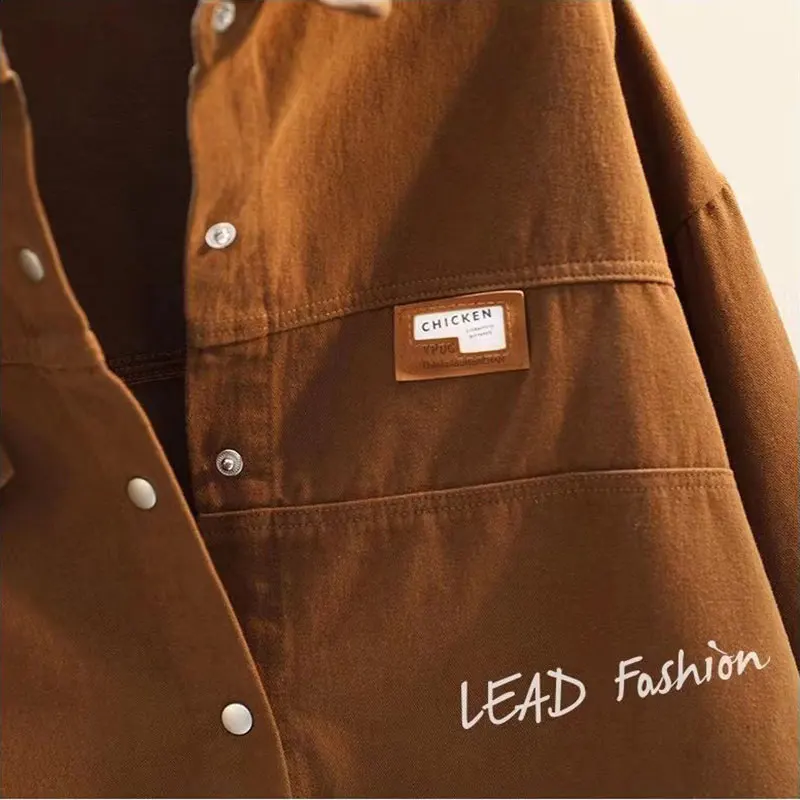 Beige solide décontracté col Polo coton simple boutonnage à manches longues femmes Blouse chemise décontracté femme vêtements hauts mode 2025