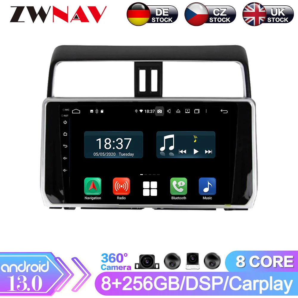 Android 13.0 PX6 Car DVD Player GPS Navigation For Toyota Land Cruiser Prado 2018+ Auto Radio Stereo Multimedia Player Head Unit