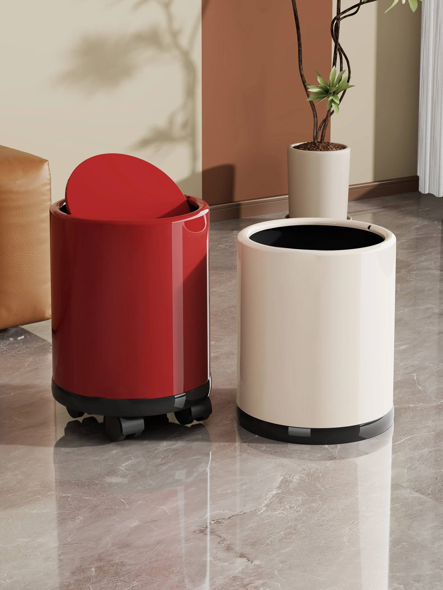 

Большая консервная банка Capaci с колесами для гостиной, роскошный мобильный домашний вариант, красный, высокое эстетичное значение с крышкой, кухонная чистка...