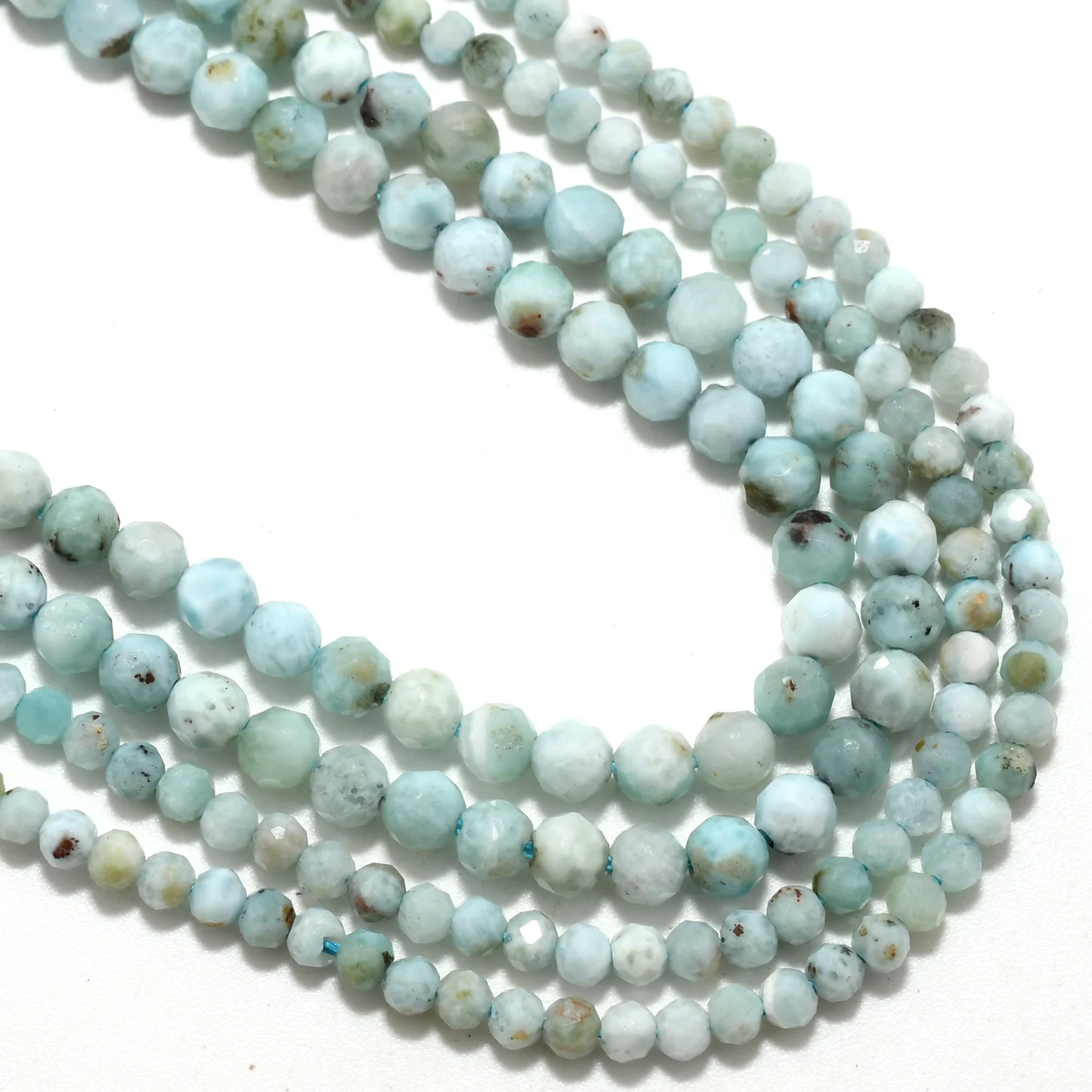 Natural Larimar Faceted Round Beads 2.4mm/3.2mm