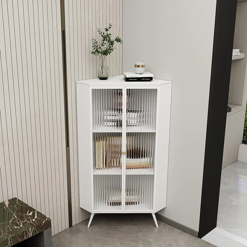 Corner glass wine Living room corner triangle Dining room corner locker Kitchen side Wrought iron storage cabinet