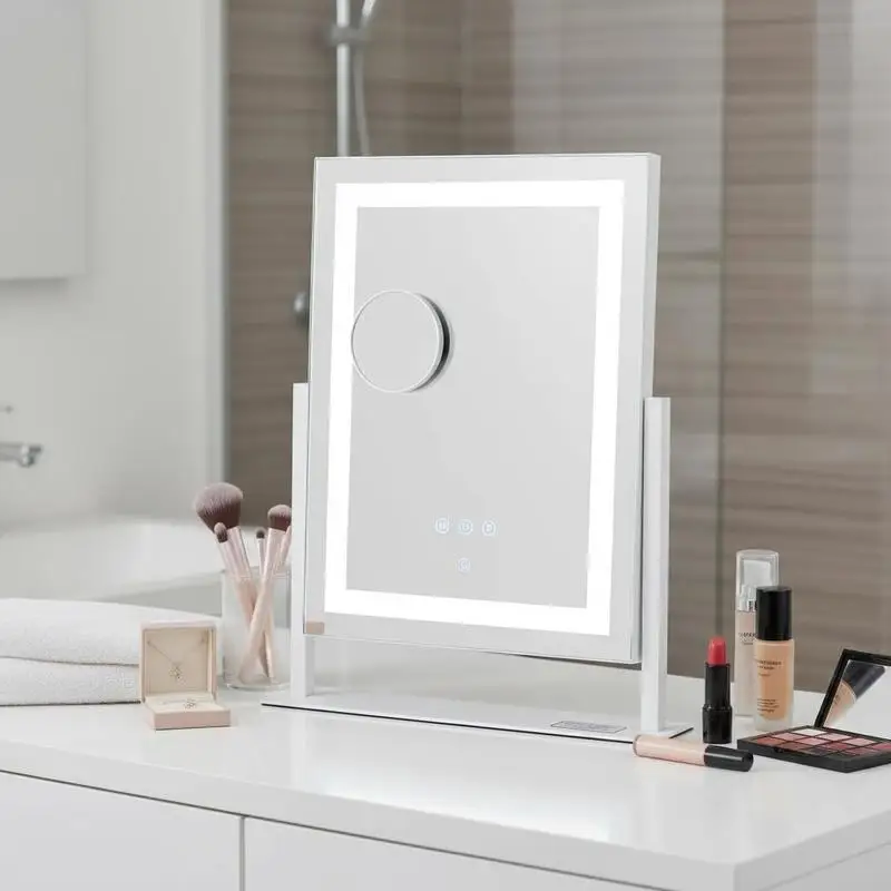 Miroir de maquillage Hollywood lumineux, 3 modes d'éclairage couleur, miroir cosmétique studio avec lumière LED, miroir grand format