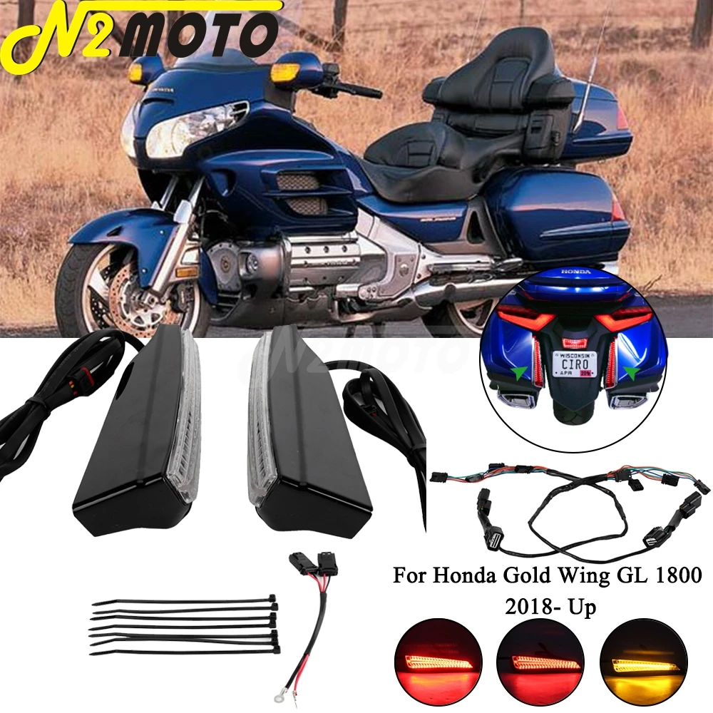 

New Motorcycle LED Saddle Bag Luggage Tail Turn Signal Lamp Rear Brake Lights For Honda Gold Wing GL 1800 GL1800 F6B 2018-Up