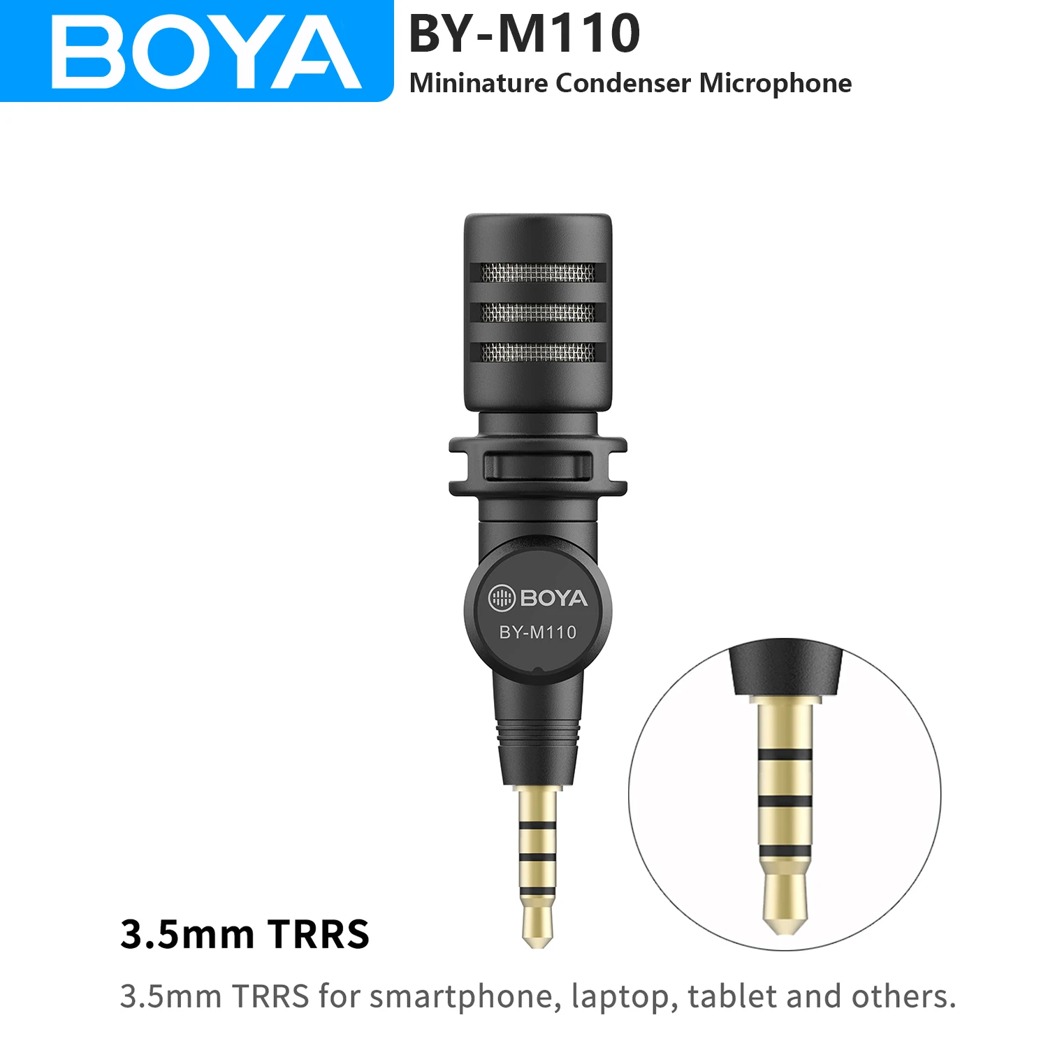 

BOYA BY-M110 3,5 мм TRRS конденсаторный разъем и воспроизведение микрофон для iPhone Android ПК ноутбука смартфона потоковая запись