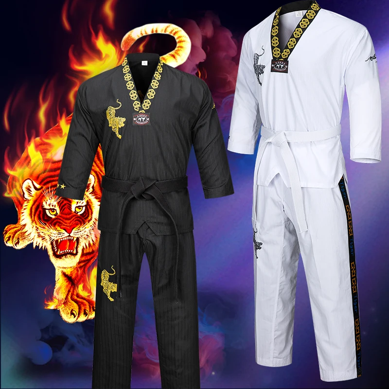 Dobok Taekwondo Do Taekwondo Uniform demonstracyjny z dekoltem w szpic, szkoła gimnastyczna Karate dla dzieci i 2023 haftowania dla dorosłych