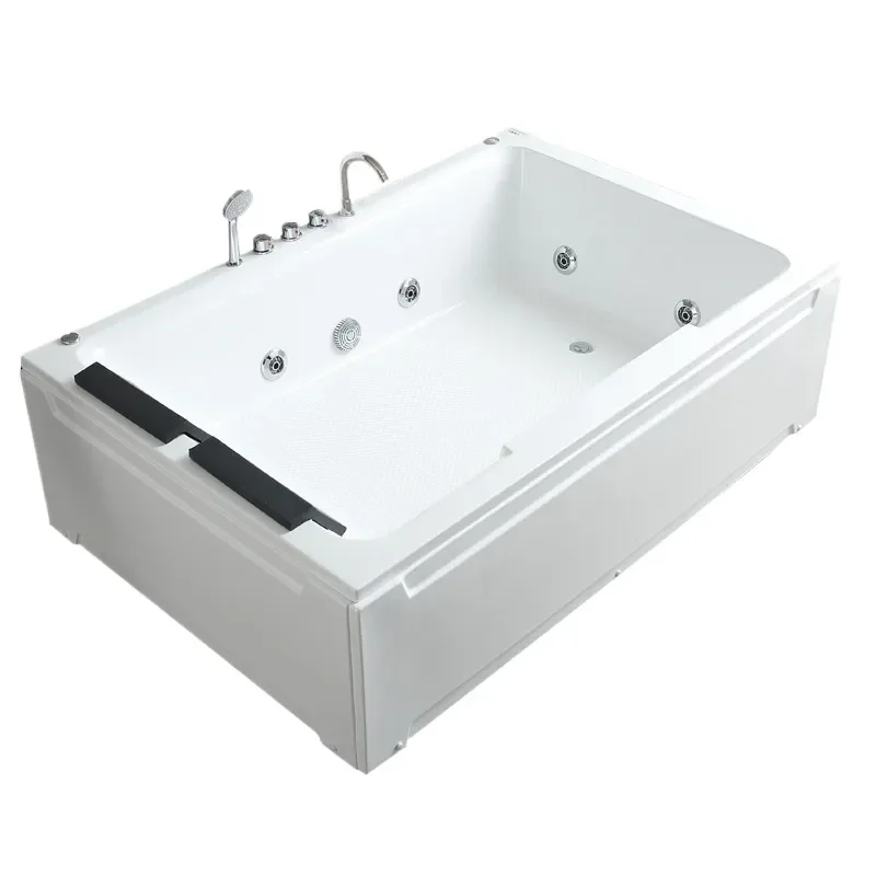 Large Acrylic Double Person Heated Jacuzzi Bathtub Deep Soaking Tub with Thermostatic Control for Luxury Bathroom Spa