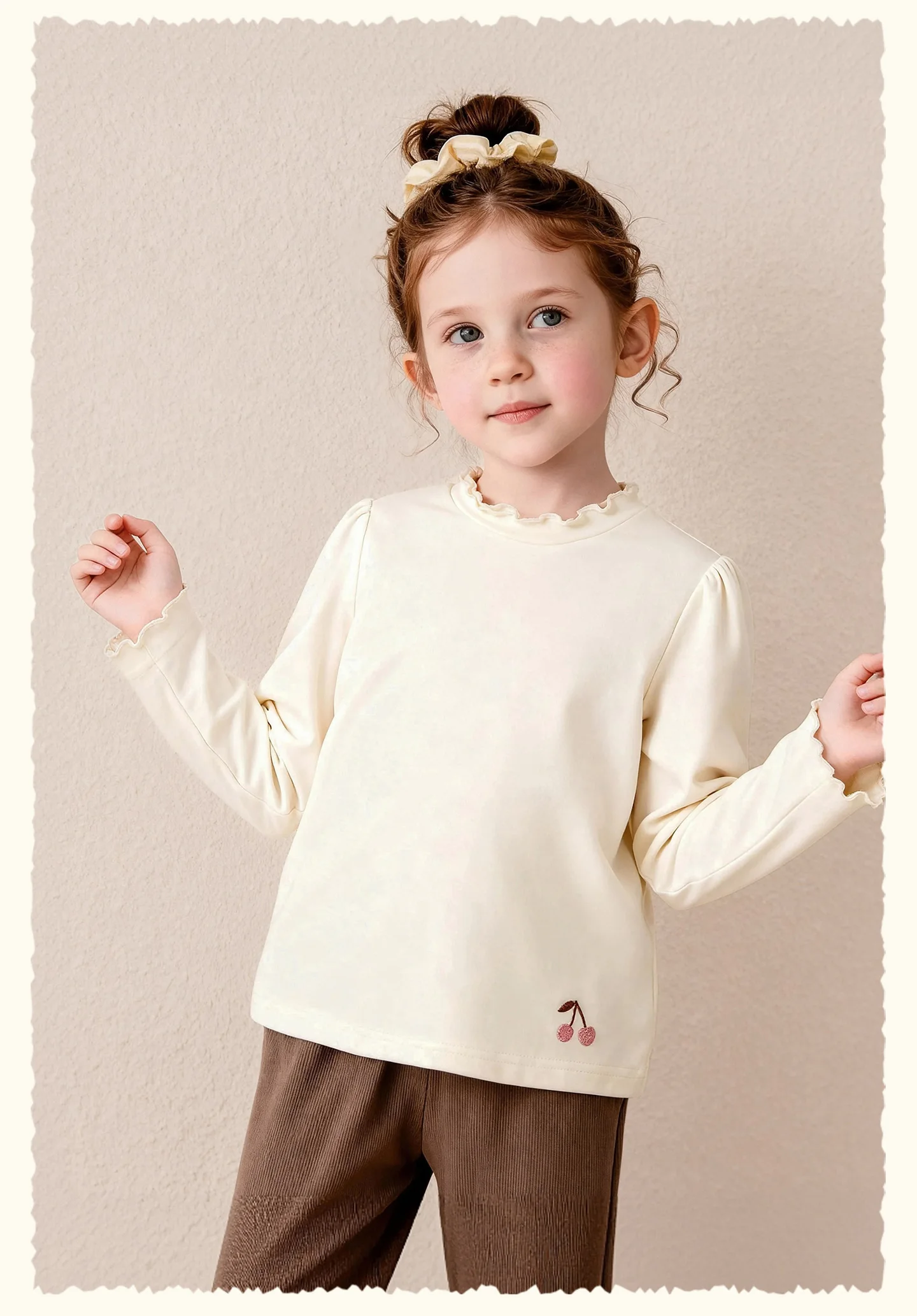 Amila 2026 Herbst Neue Kinder Mädchen Rüschen-Langarm-T-Shirt Romantische Rüschen Mehrschichtig Süß Niedlich Alltagstaugliches Vielseitiges Oberteil – Detail 17