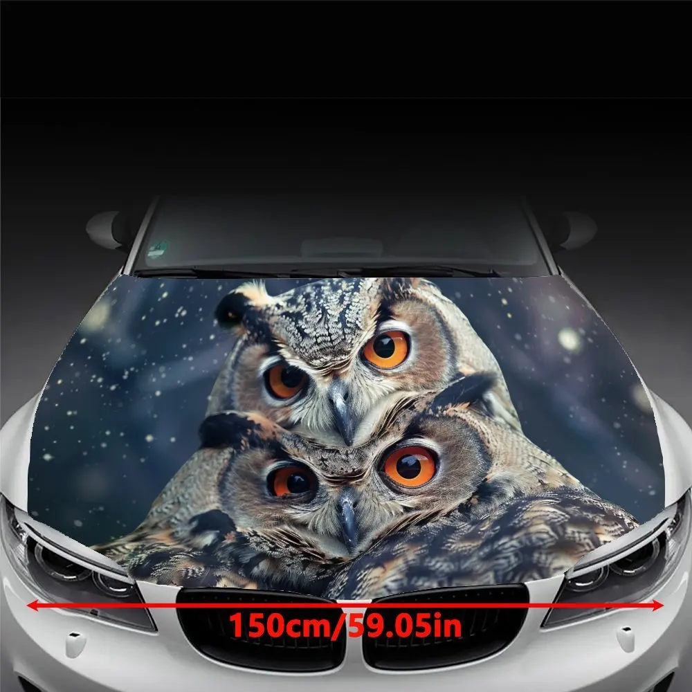 Owl, Car Hood Sticker Waterproof PVC Body Film, Easy To Tear Off and Durable, Suitable for Delicate Decoration Self-adhesive Dur