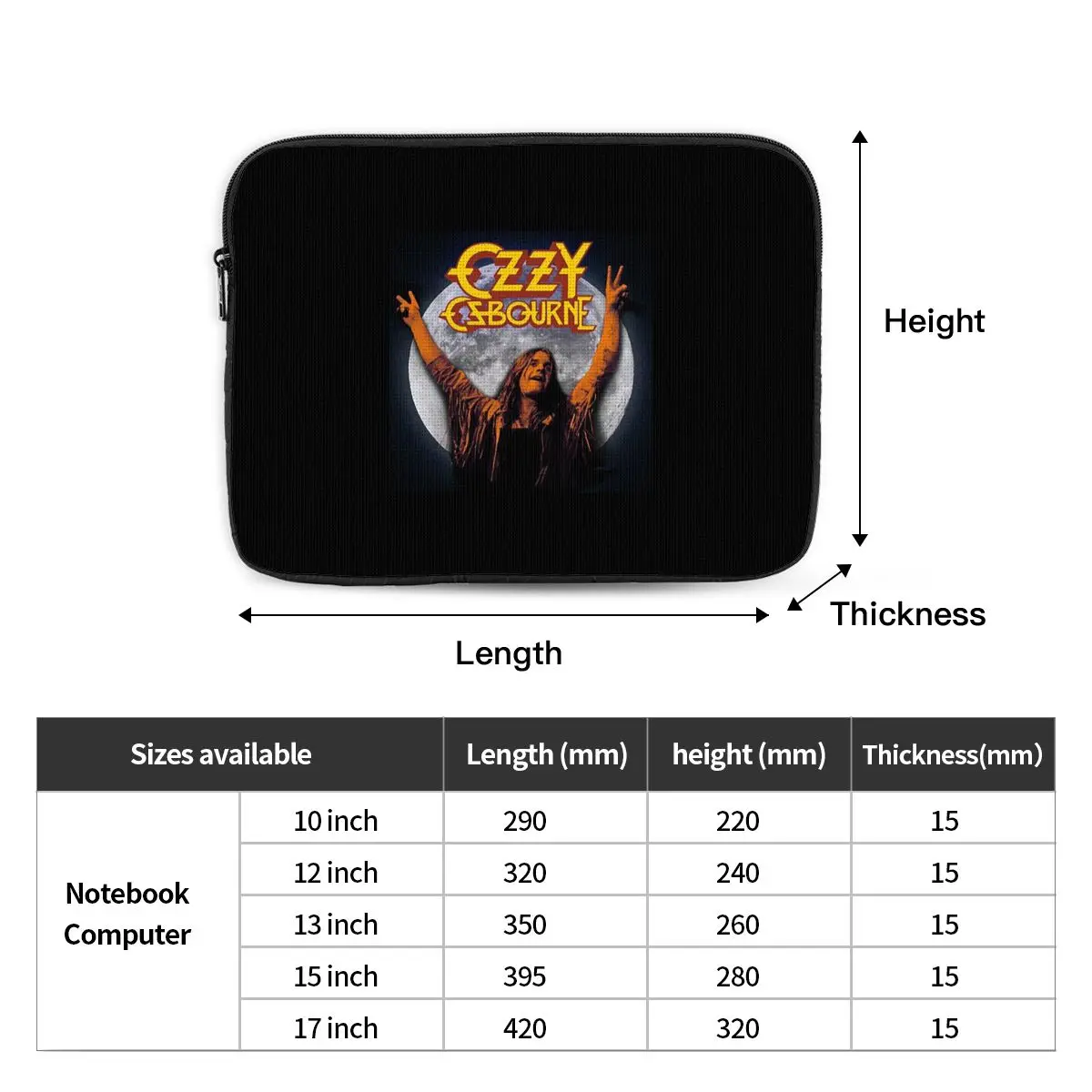 Ozzy Osbourne British Heavy Metal Rock Music Singer 9 Notebook Laptop Bag Notebook Sleeve Cover Bag Tablet Shockproof Case Bag