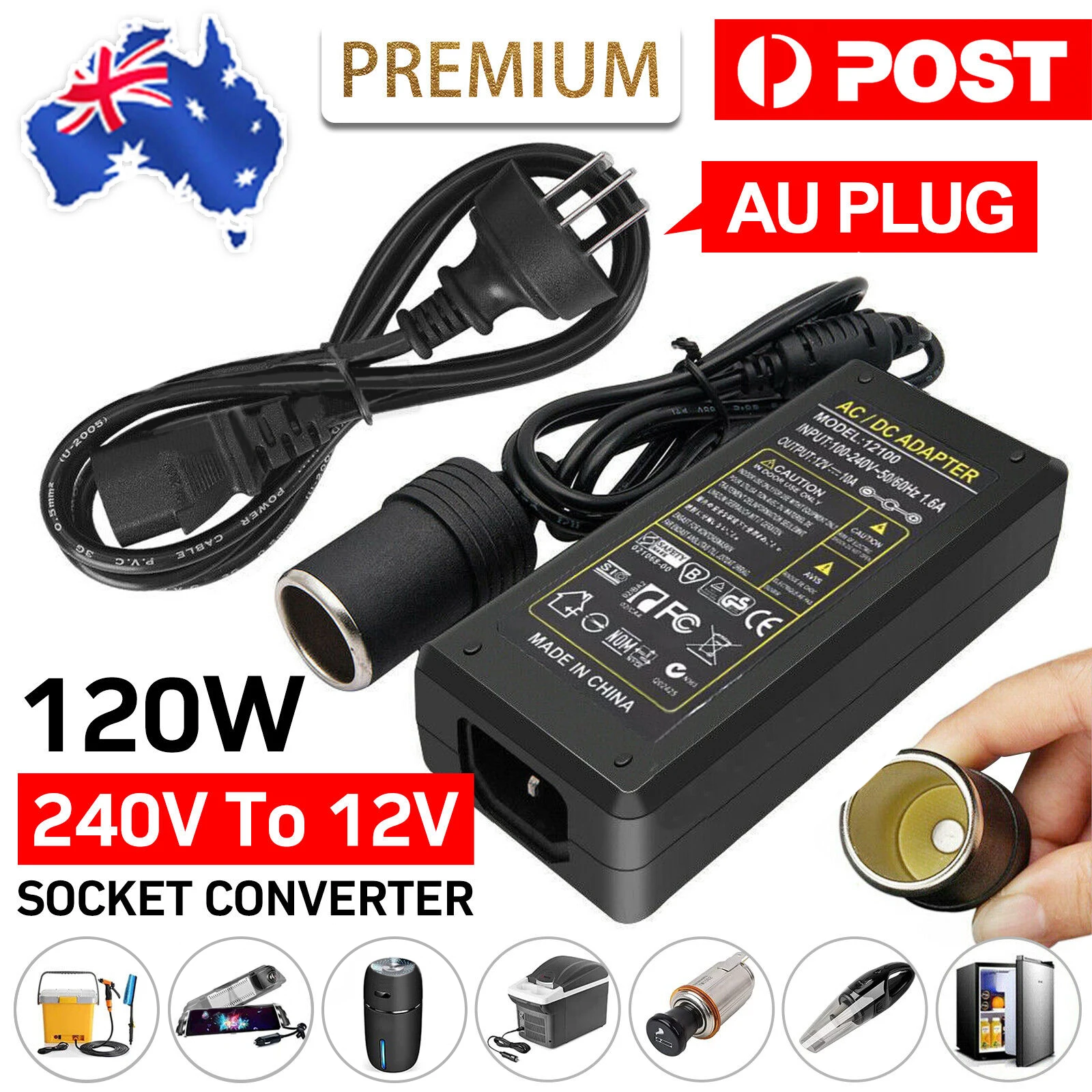 240V To 12V Car Cigarette Lighter Transformer Power Supply 12V Socket Converter Car Vacuum Cleaner Refrigerator Adapter