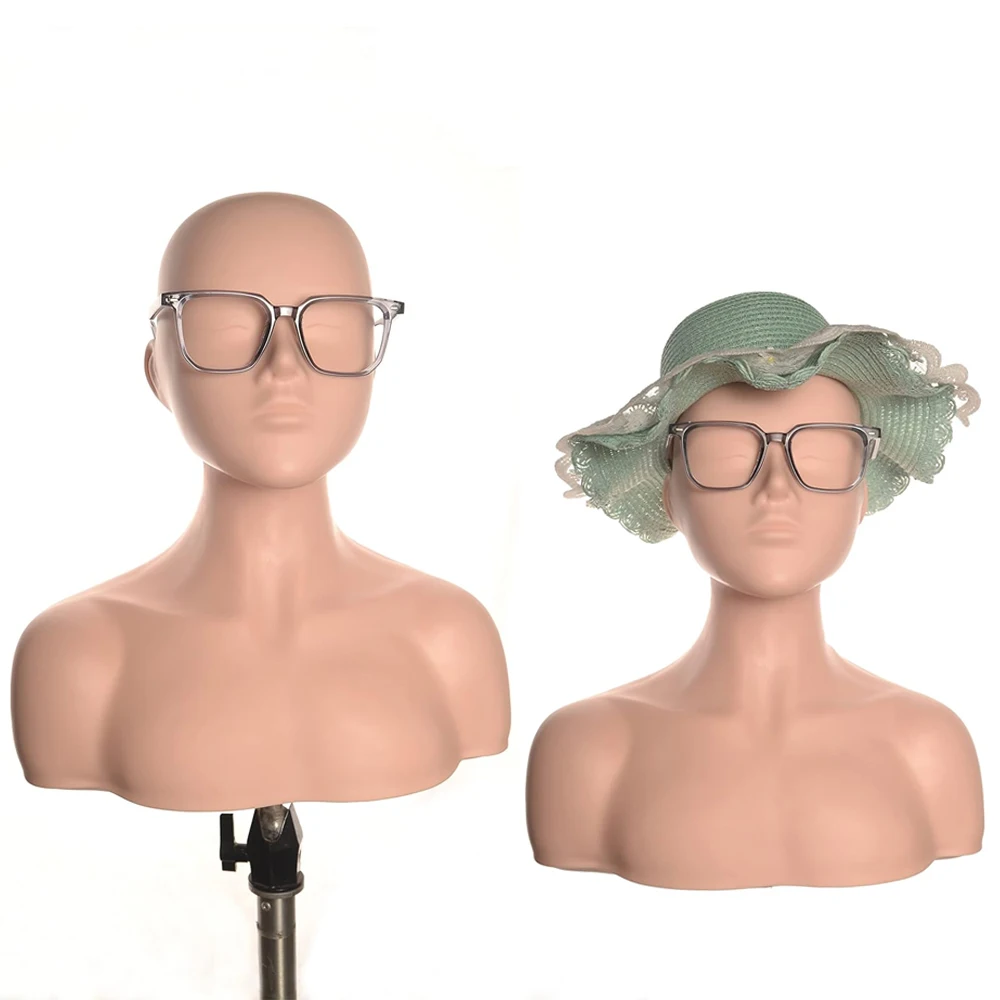 Esthetics Mannequin Head with Shoulder, Soft Human Mannequin Head for Makeup, Facial, Massage, Lash Extensions Practice, Wig