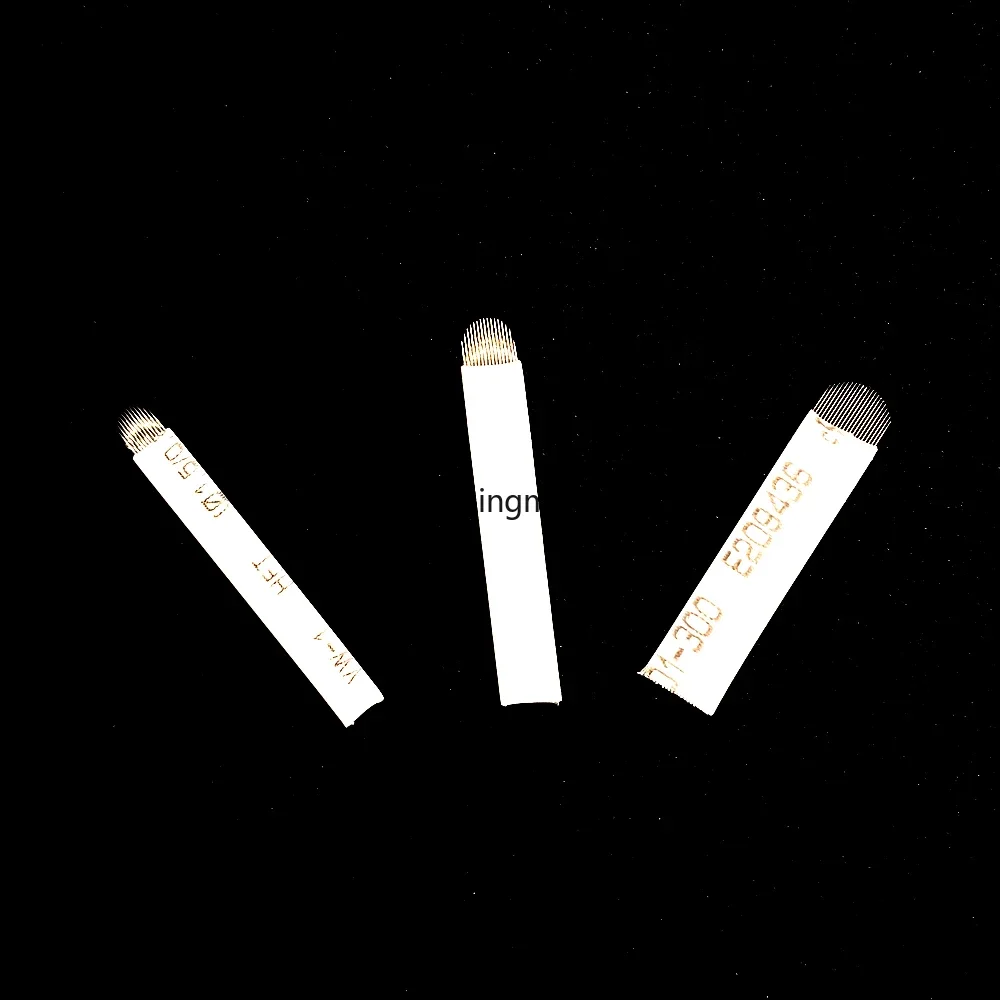 إبر بيضاء للوشم ، شفرات مرنة ، على شكل حرف U ، شفرة مكياج دائمة ، تيبوري ، 7 ، 9 ، 11 ، 12 ، 14 ، ولي ، 50