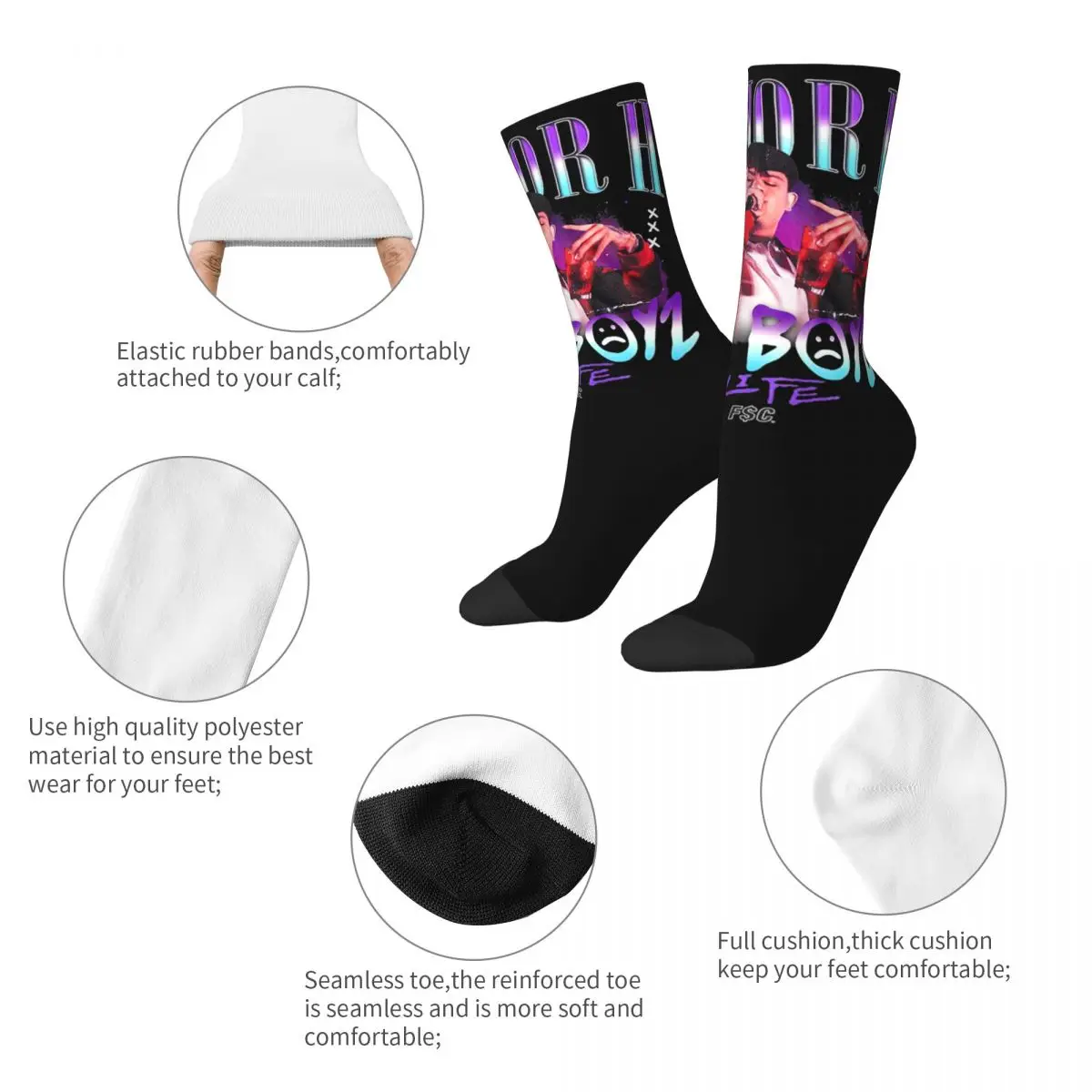 Retro Junior H Sad Boyz Football Socks Polyester Crew Socks for Women Men Breathable