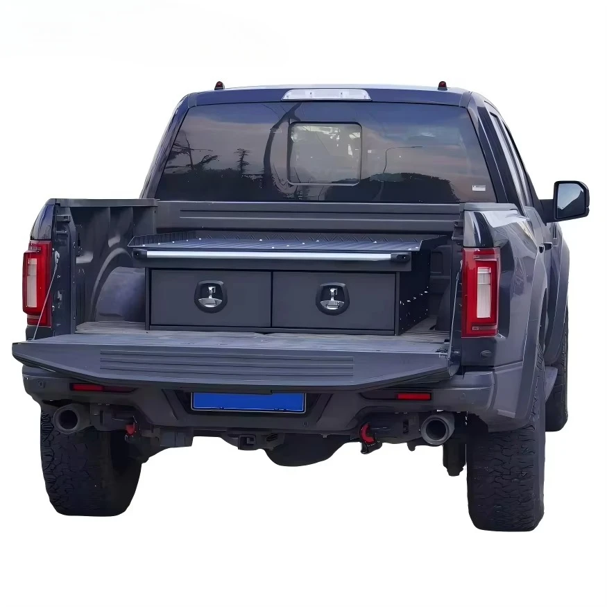 4X4 Offroad Rear Bed Drawers System Slide Out Storage Rolling Rack Cargo Slider Tray Aluminium for Gladiator