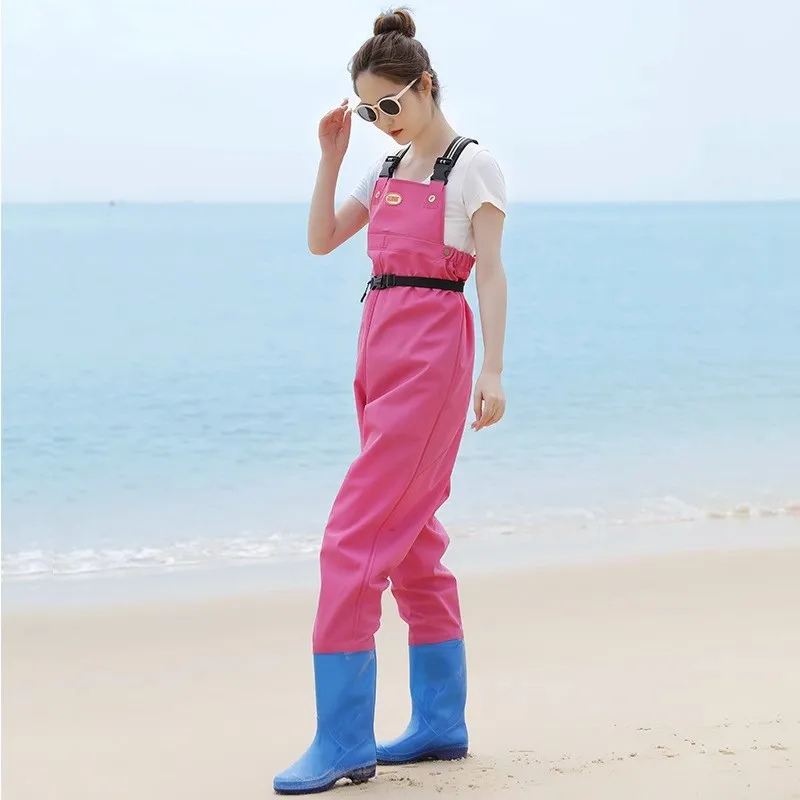 Ladies Half-Body Waders Beach Rain Boots Waterproof Fishing Suit Children's Wading Clothes PVC Material Four Seasons Universal