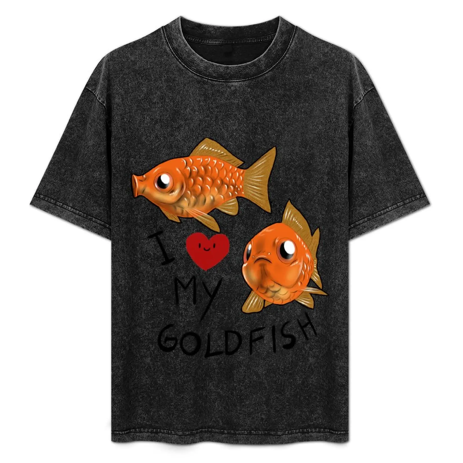 

Футболка Common Goldfish-I love Goldie с животным принтом для мальчиков, эстетичная одежда большого размера, хлопковая футболка для мужчин