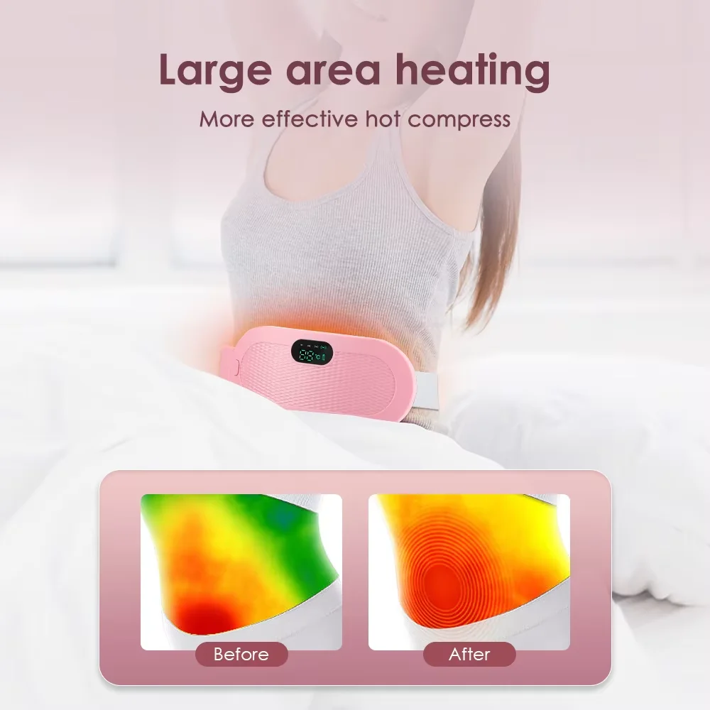 Electric Menstrual Period Massager Heating Massage Pad Belt for Female Waist Abdominal Lumbar Warm Belt Massage Device Vibration