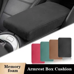 Car Armrest Box Height Pad Universal Suede Armrest Cushion with Pocket Central Memory Cotton Elbow Support Armrest Storage
