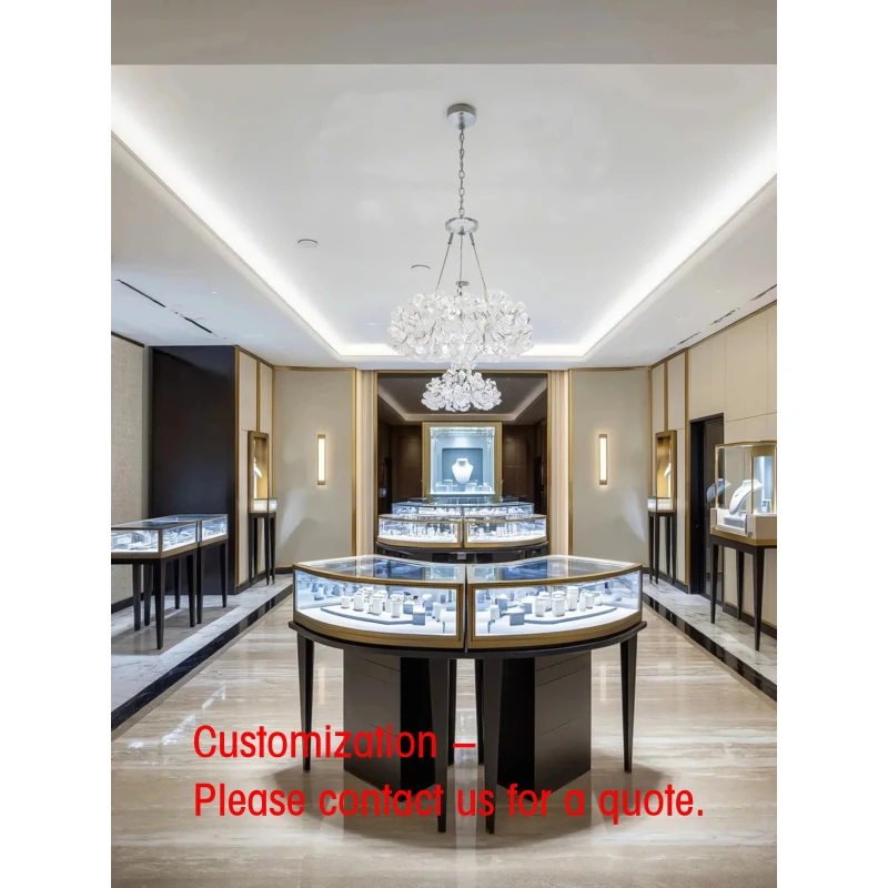custom.Tempered Luxury Jewelry Display Cabinet LED Lighting Durable Heavy Duty Commercial Retail Malls (Customizable Dimensi