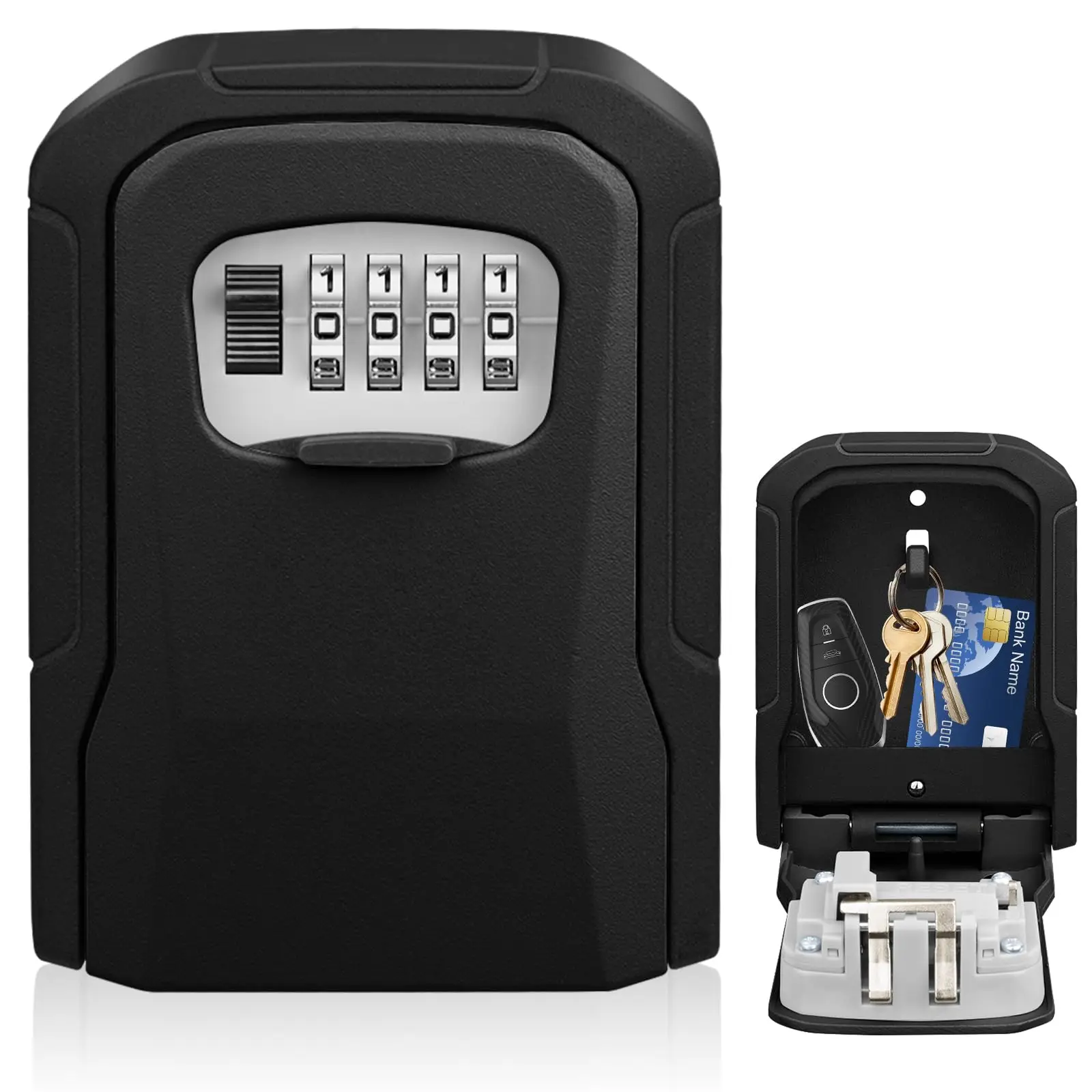 Key Lock Box Wall Mount Lock Box for Keys with Code Resettable Combination Code Lockbox Security Safe Box Home Office Apartment