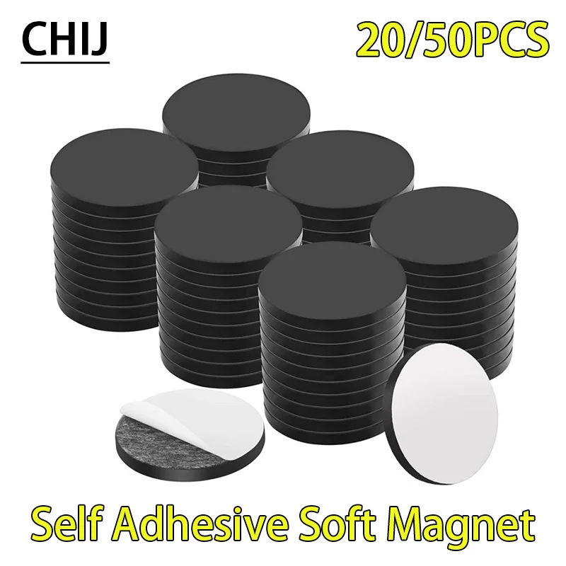 50PCS Magnetic Sheets Round Self Adhesive Magnet Office Refrigerator Flexible Magnetic Sticky Stickers For Home Hot Sale