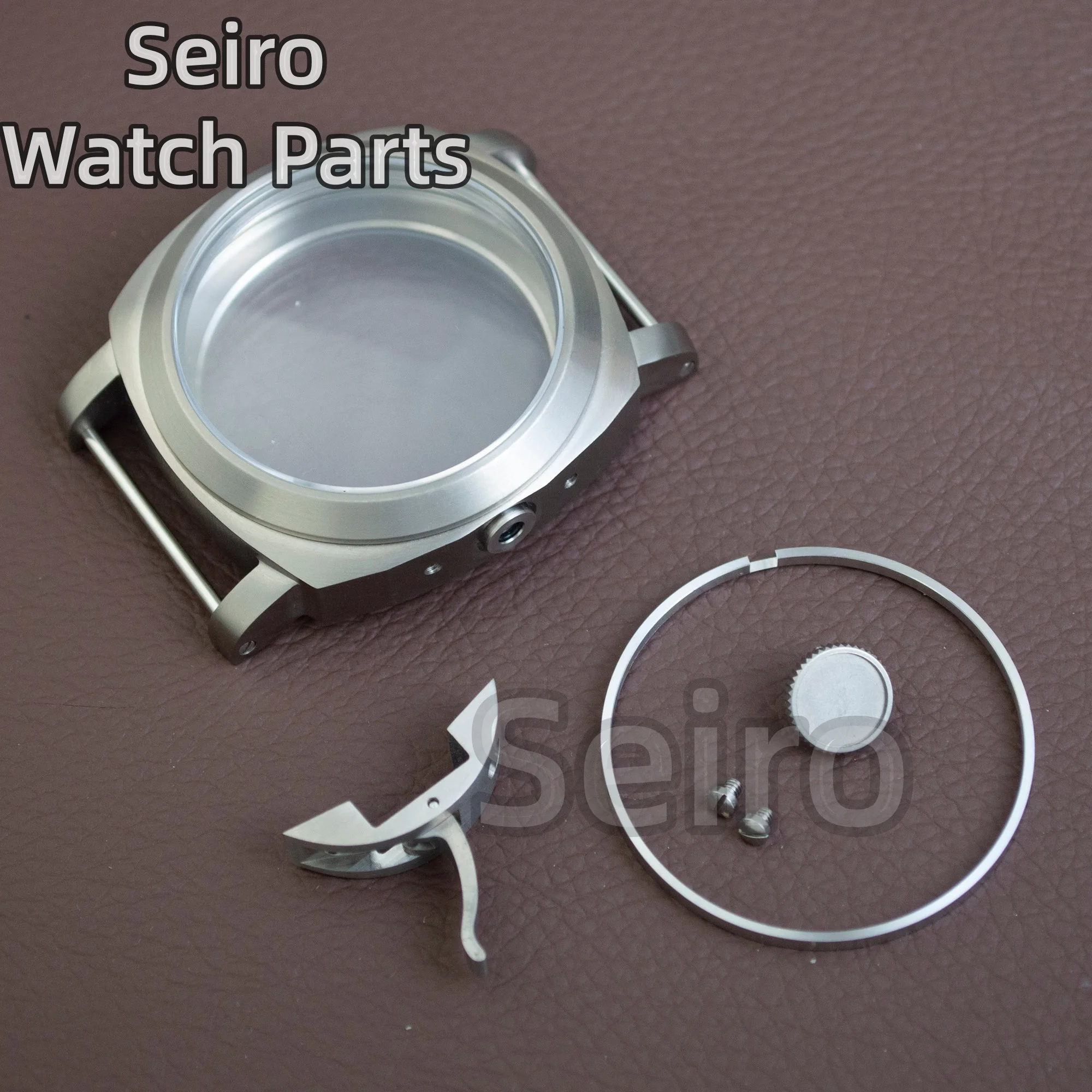 

Titanium Watch Case Vintage Retro Sapphire Glass PAM 5218 Case Men for ETA6497/6498/ST3600 Mechanical Movement Replacement Parts