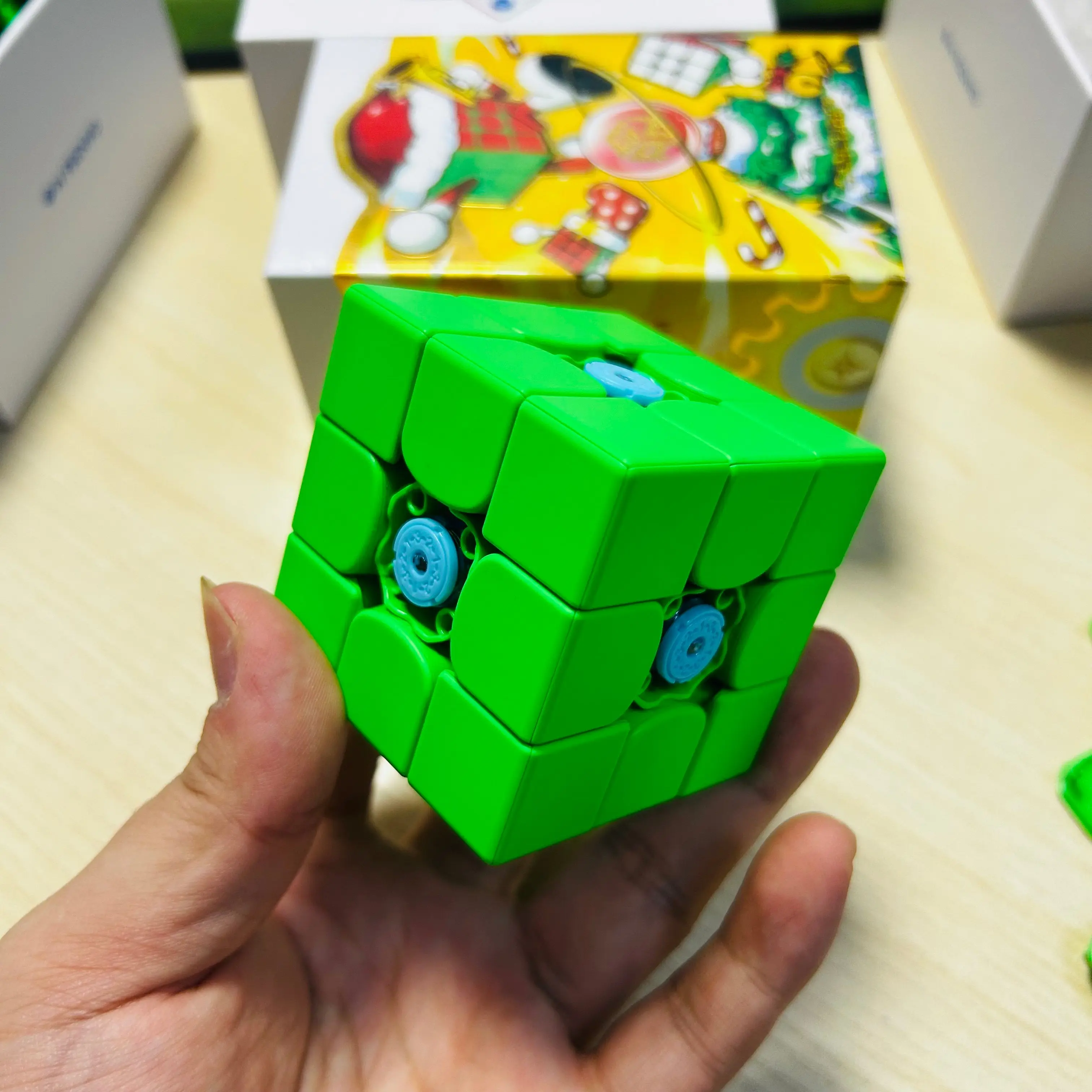 DIY GAN 356ME 2025 Edycja Świąteczna Zielona Kostka Magiczna 3x3 Magnetyczna Bez Naklejek Profesjonalna Zabawka dla Dzieci na Prezent