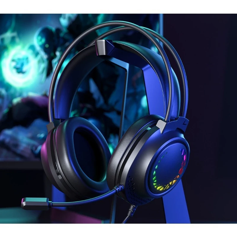 Cuffie Cuffie da gioco cablate Desktop Laptop Telefono cellulare Tablet con microfono Riduzione del rumore Effetto luce RGB Confortevole