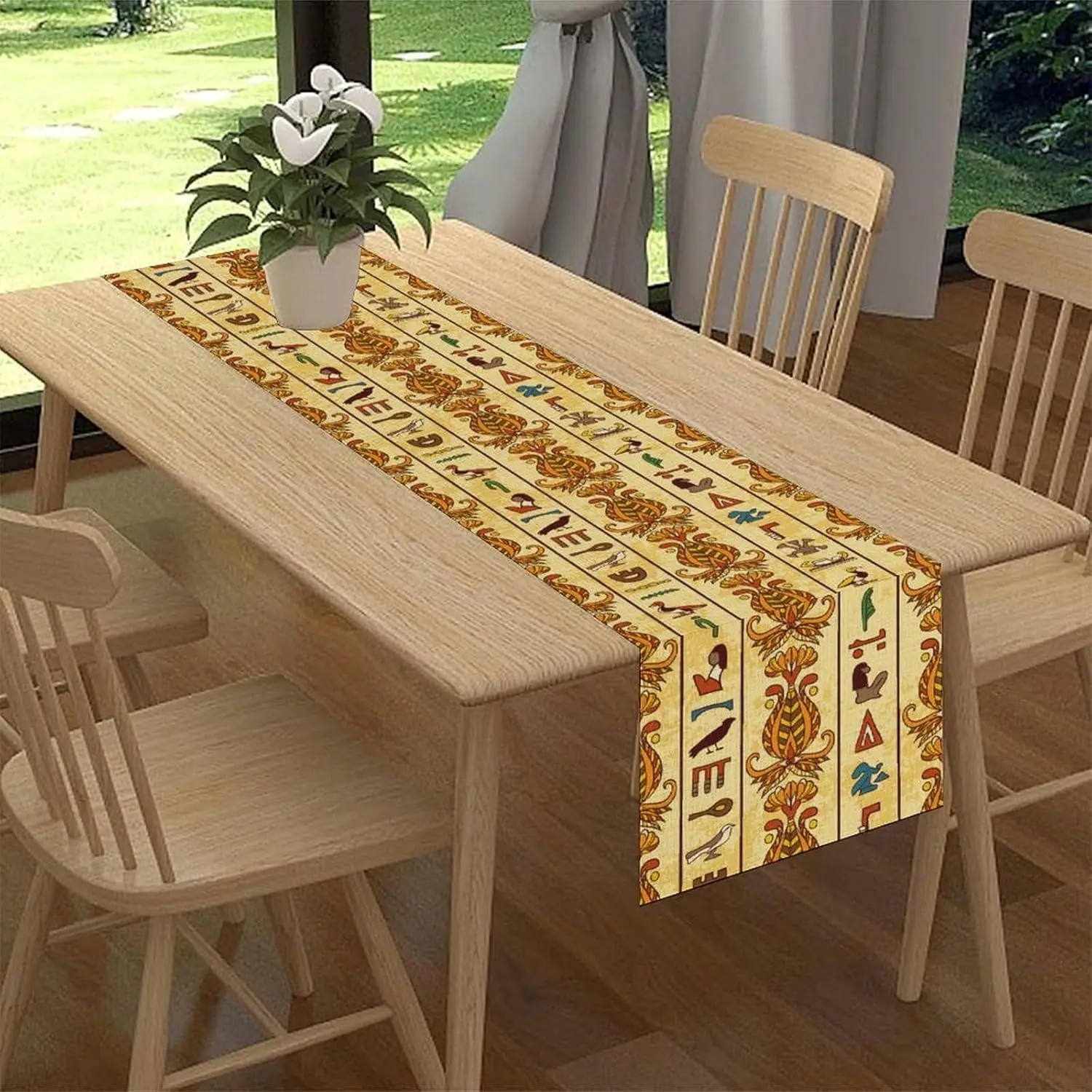 Egyptian Graffiti Pharaohs African Hieroglyphics Table Runner Tabletop Decor Reusable Kitchen Dining Table Runner Party Decor